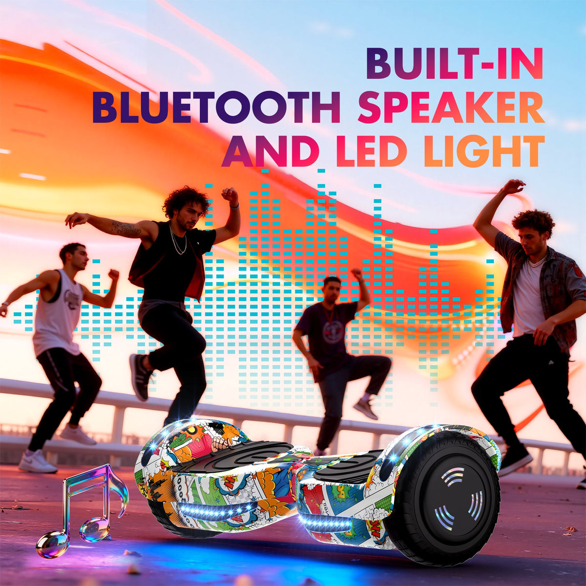 Hoverboard for Kids with 9 mph Max Speed, Tcdjtc Electric Scooters with LED Lights & Bluetooth Speakers, All Terrain Hoverboard for Adults, Off Road Hoverboard with UL2272 Certified