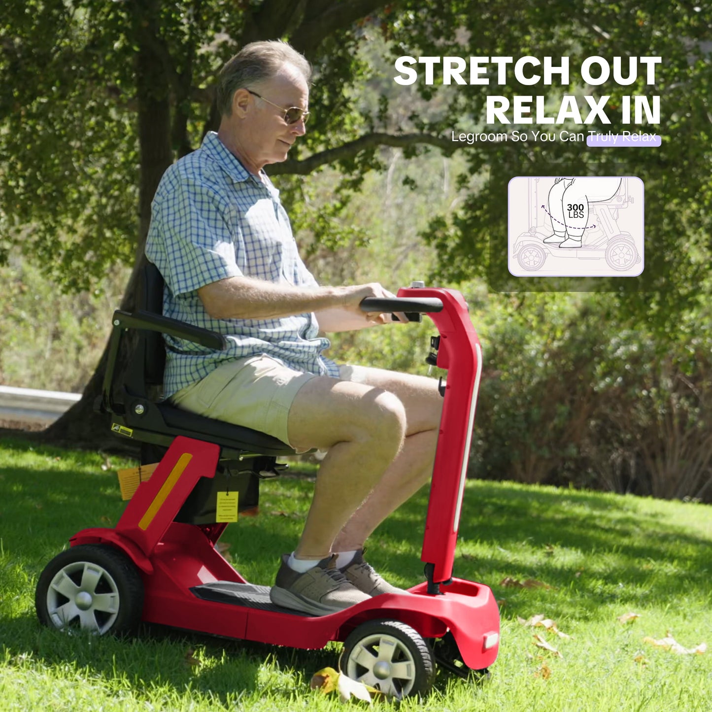 Upgrade Heavy Duty Mobility Scooter for Seniors-Electric Powered Wheelchair,Trunk-Friendly! Best Gift for Mom & Dad,Supports 300 lbs(Red)