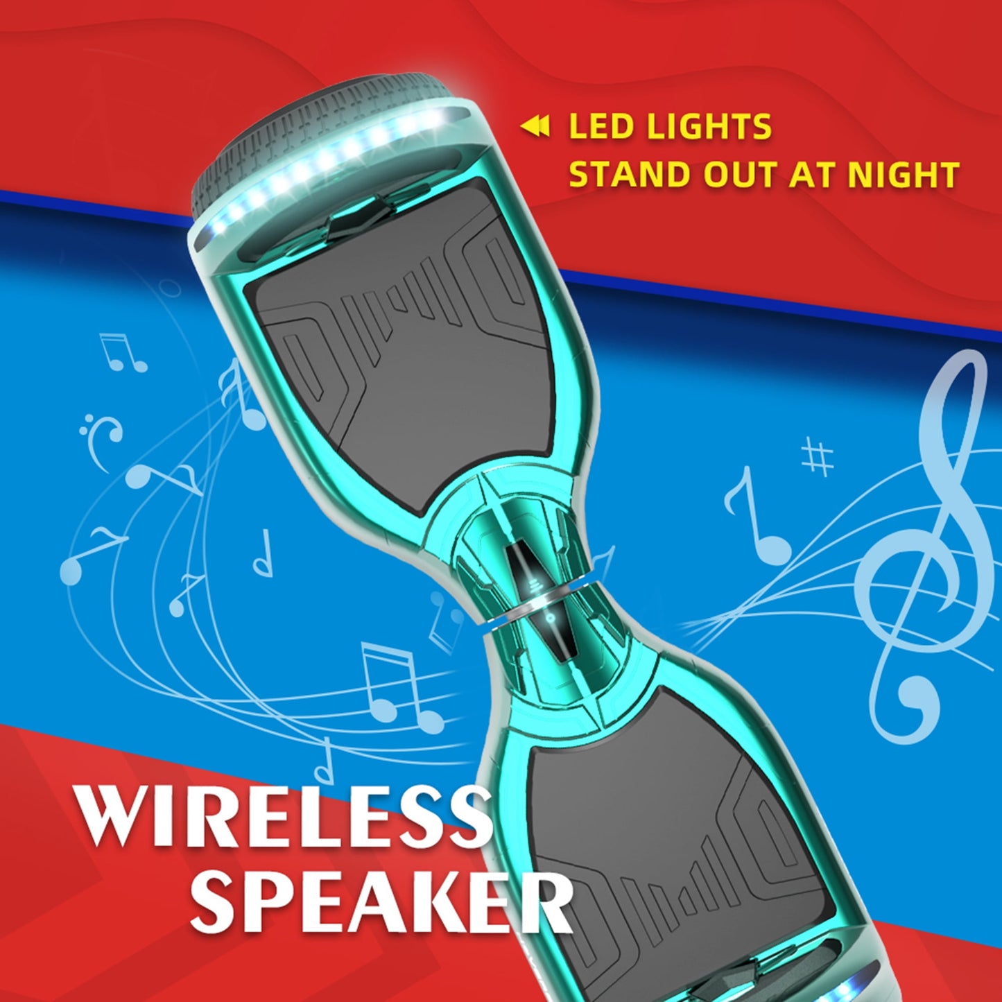 Mosta Hover Electric Scooter Board for Kids & Adults, 9 mph & 9 Miles All Terrain Self-Balance Scooter with Bluetooth and Led Lights,6.5 inch,165 lbs capacity,LED Light,Perfect Gift
