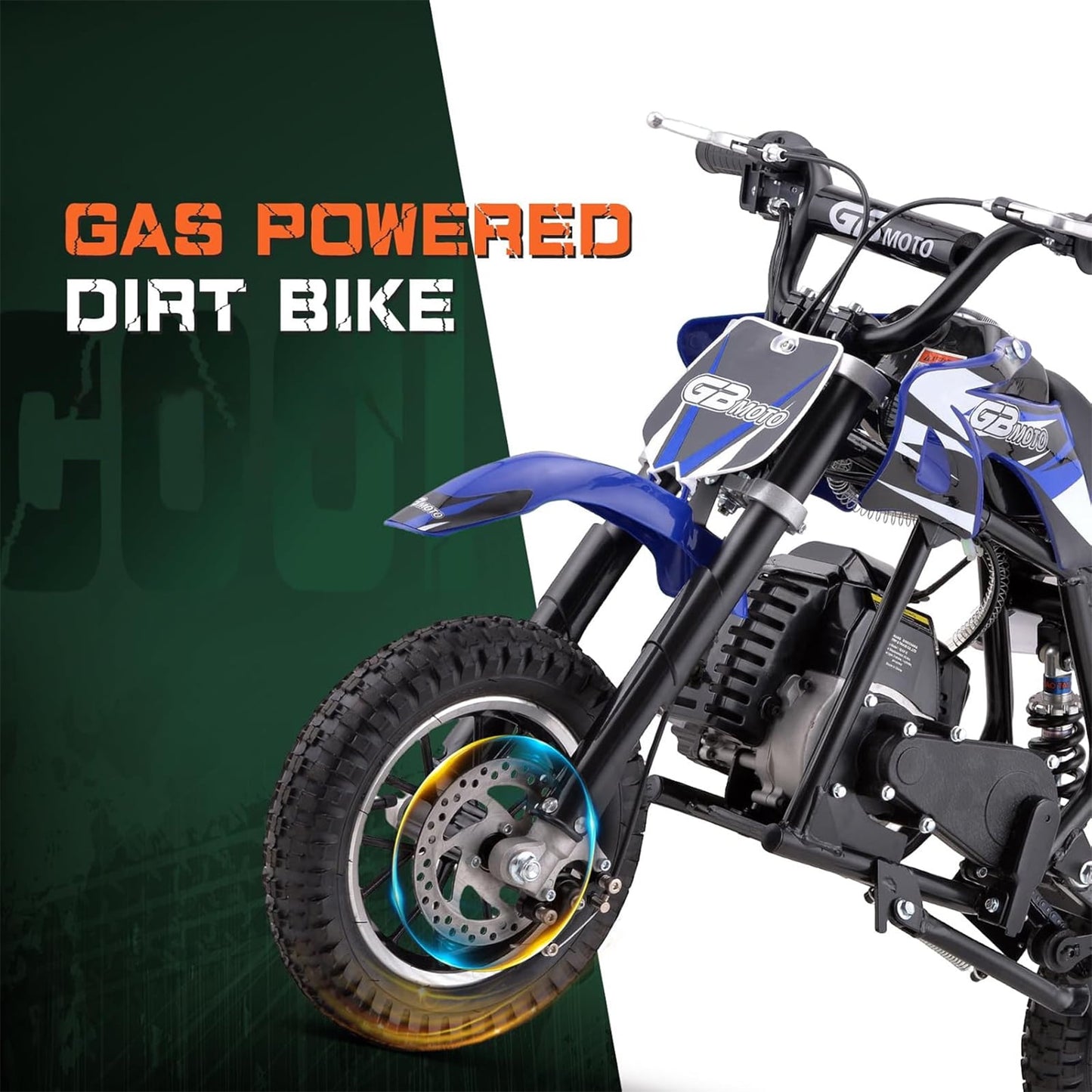 39cc 4-Stroke Off-Road Mini Bike Gas Powered, 20 MPH max Speed, 27 Miles Range, Dual Disc Brakes, EPA Approved Pocket Bike Supports 165 lbs for Teens,Blue