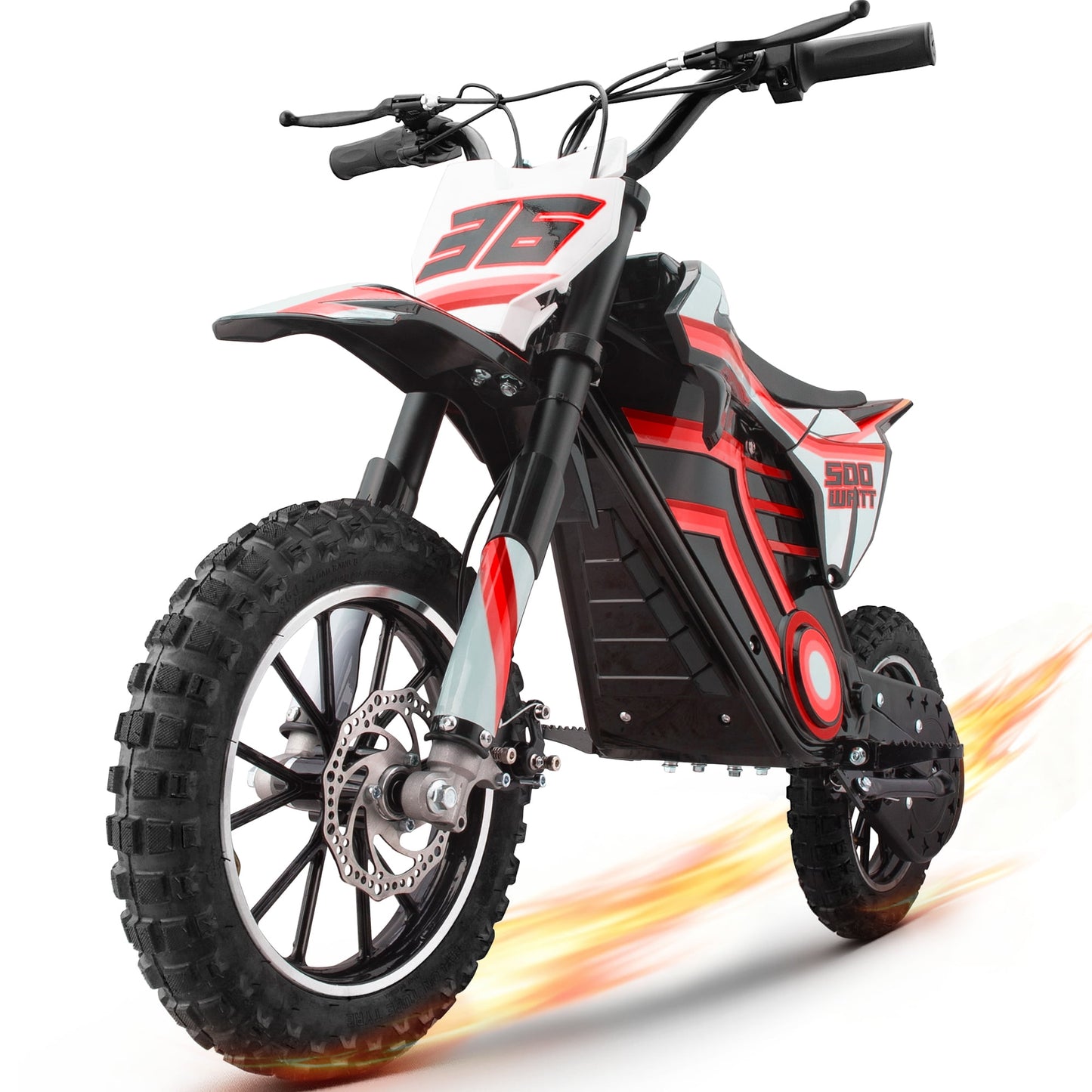 Arshin 500W Electric Dirt Bike for Kids Ages 8-14,23 Mile Range,15 MPH Adjustable,Zero Maintenance! Ideal Off-Road Birthday Gift with Dual Suspension,Disc Brake,165 Lbs Load(Red)