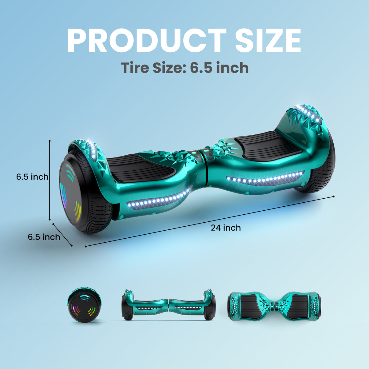 Mosta Hover Electric Scooter Board for Kids & Adults, All Terrain Self-Balance Scooter with Bluetooth and Led Lights,6.5 inch,165 lbs capacity,LED Light,Perfect Gift