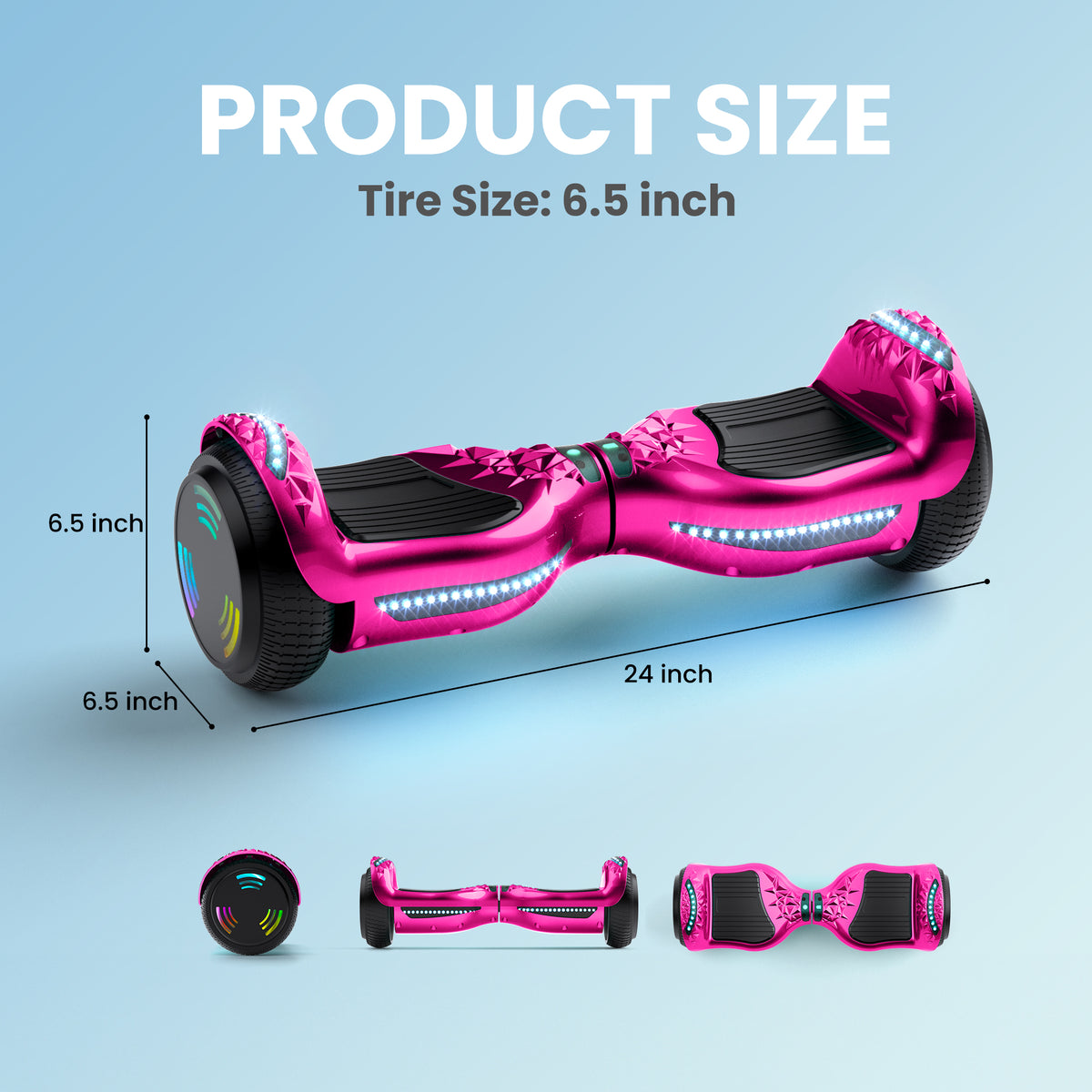 Mosta Hover Electric Scooter Board for Kids & Adults, All Terrain Self-Balance Scooter with Bluetooth and Led Lights,6.5 inch,165 lbs capacity,LED Light,Perfect Gift