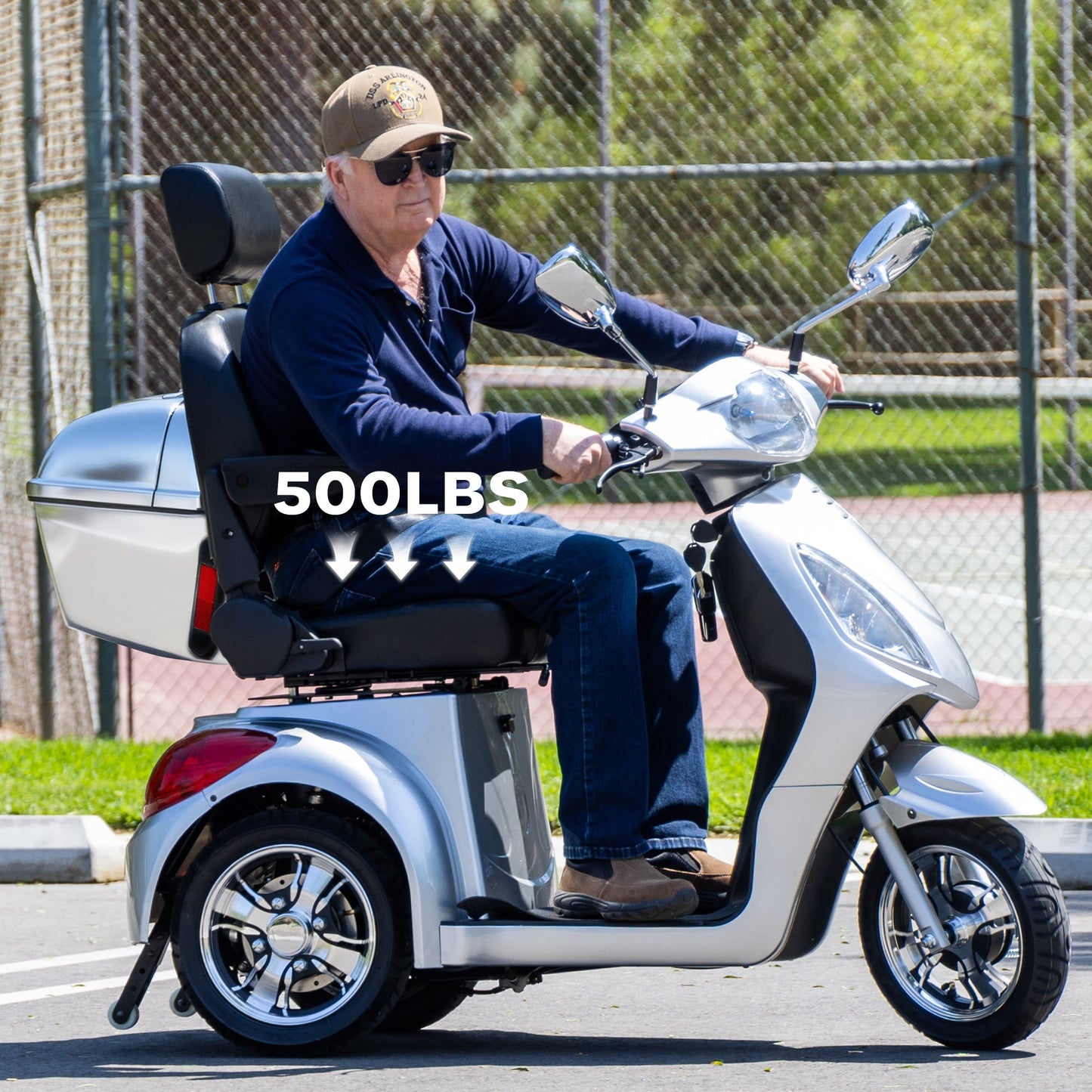 Arshin Heavy Duty 3-Wheel Mobility Scooter for Seniors & Adults–800W Motor,25-31 Mile Range,15 MPH,500 lbs Capacity,Zero Assembly Required,All-Terrain Tires(Silver)