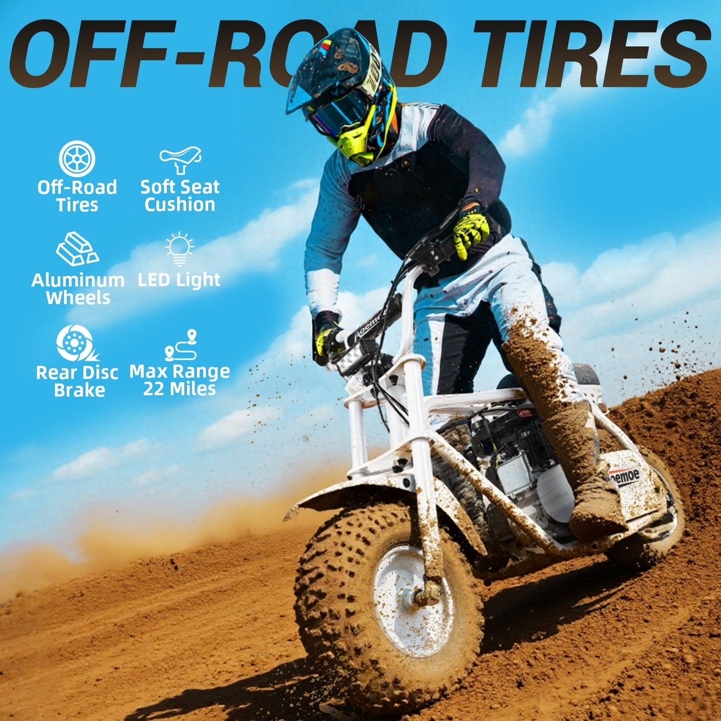 Mini Bike, Gas Dirt Bike, Minibike, Gas Powered Mini Bikes for Adults, 99cc-4 Stroke Pit Bikes with Led, Dirtbike Max Load 200 Lbs, Speed 34.5 KM/H, Perfect Gift