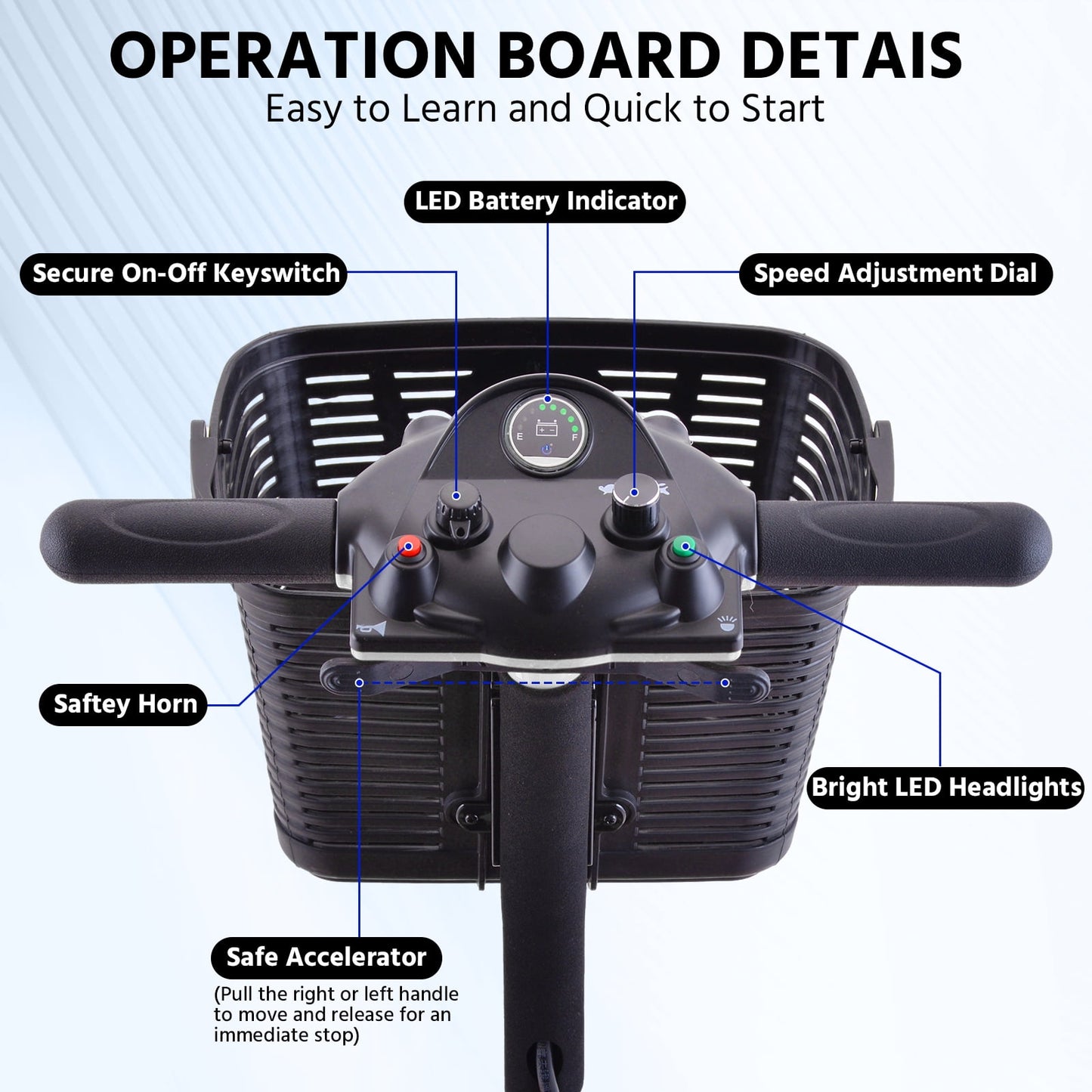 Aoemoe 4 wheeled Elderly Mobility Scooters are Suitable for the Elderly&Adult(Sliver)