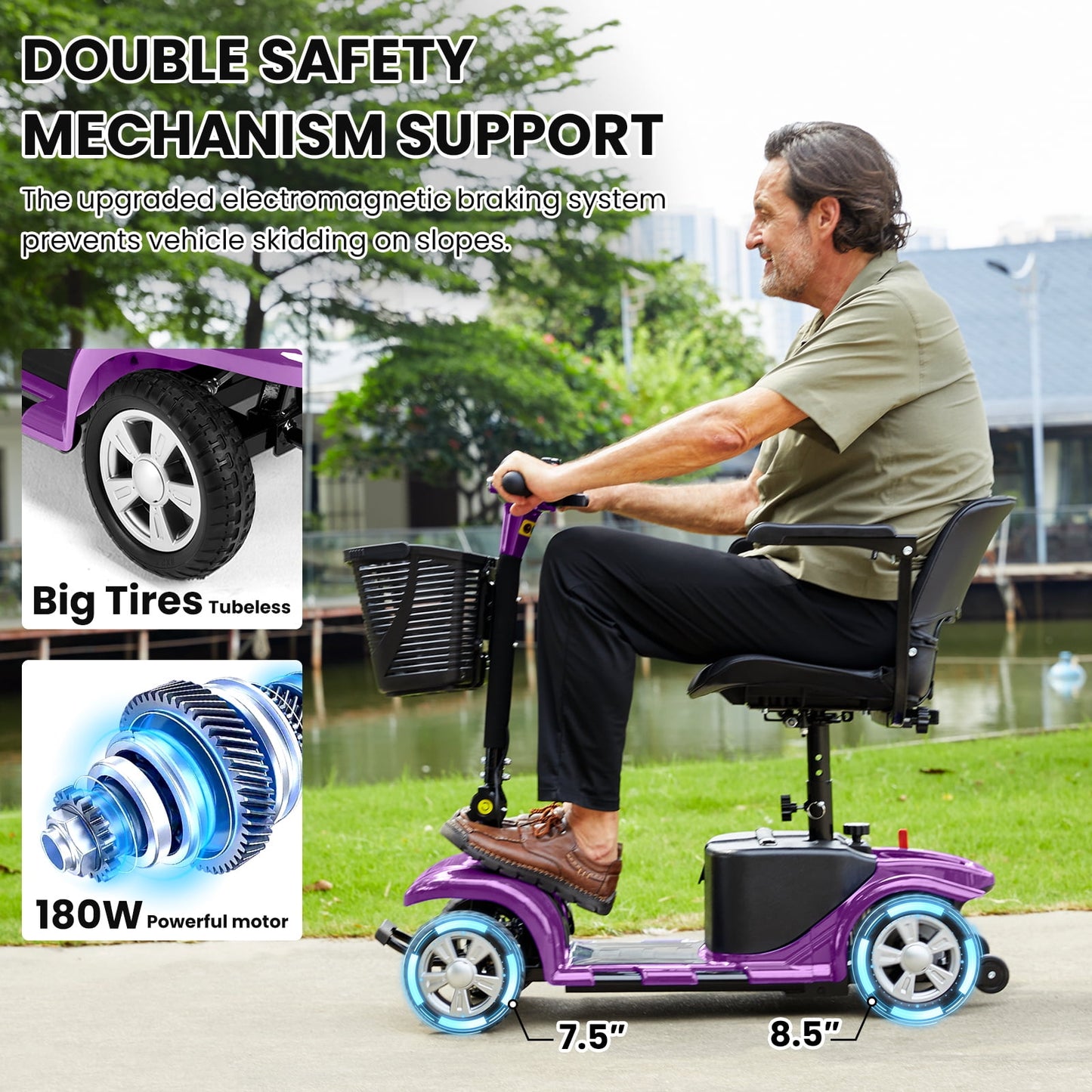 LiltJan Foldable Mobility Scooter for Adults Elderly– Mobility Scooter for Seniors 4-Wheel Portable Motorized Scooter with 300 lbs Capacity with 15 Miles Range