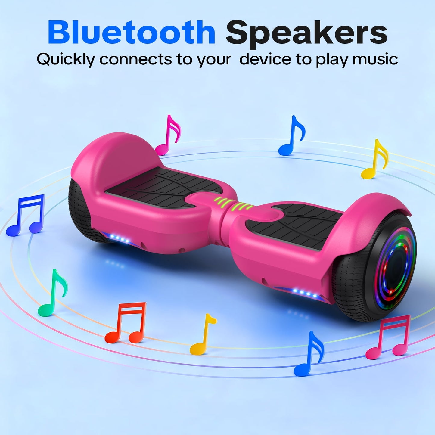 Tcdjtc Hoverboard with 9 Mph Max Speed, Electric Scooter with Bluetooth Speakers and LED Lights