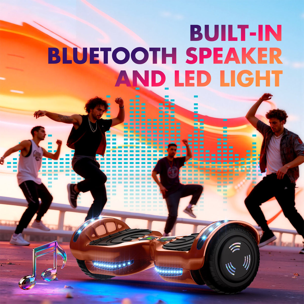 Hover Off Road Board Electric Scooter with LED Lights & 400W Motor, Kids Scooter with 9MPH Max Speed, Electric Scooter with Bluetooth Speakers, Tcdjtc Self-Balance Scooter for Kids