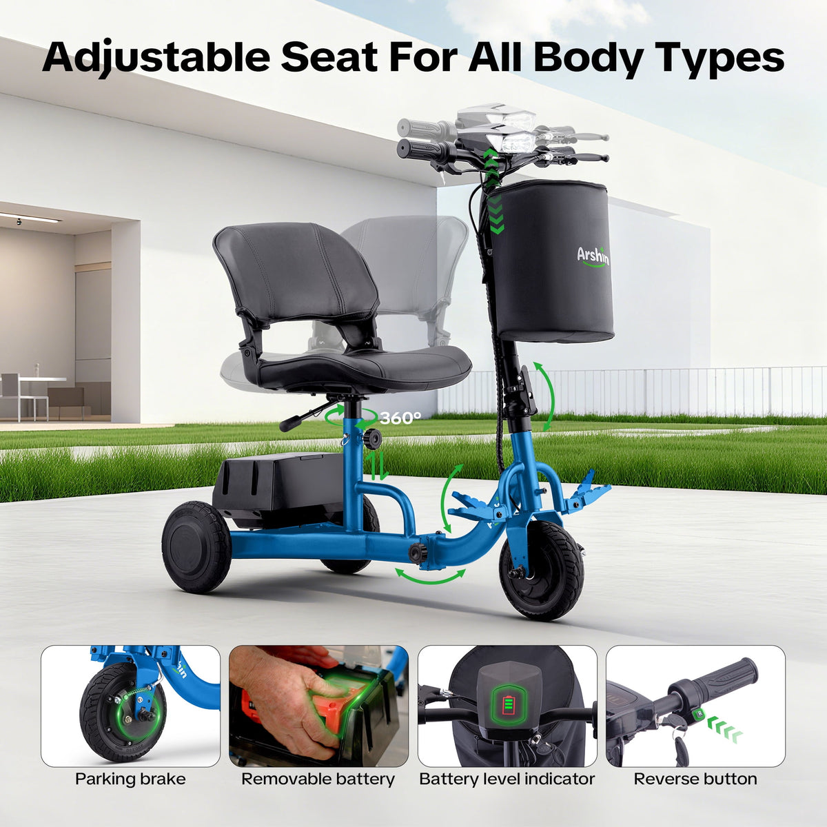 Ostrina Upgrade Mobility Scooter Lightweight Foldable,All Terrain Mobility Scooters for Seniors & Adults,300lbs Electric Wheelchair Strong Device for Travel,2 Batteries,Variable Speed(Purple)