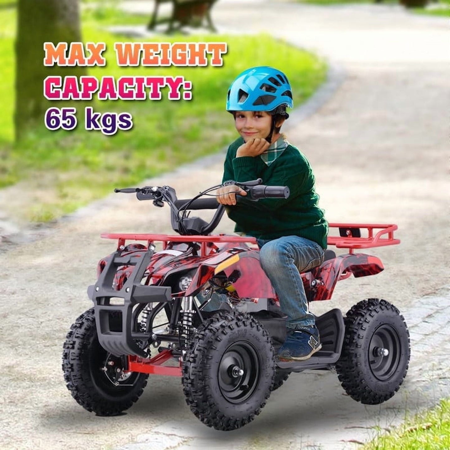 QEASET Electric atv Dirt Quad, 36V 500W Motor, 12-15mph Speed, Twist Grip Acceleration & Hand Operated Disc Brakes,Knobby Air Tires, Multiple Colors, Holiday Gifts