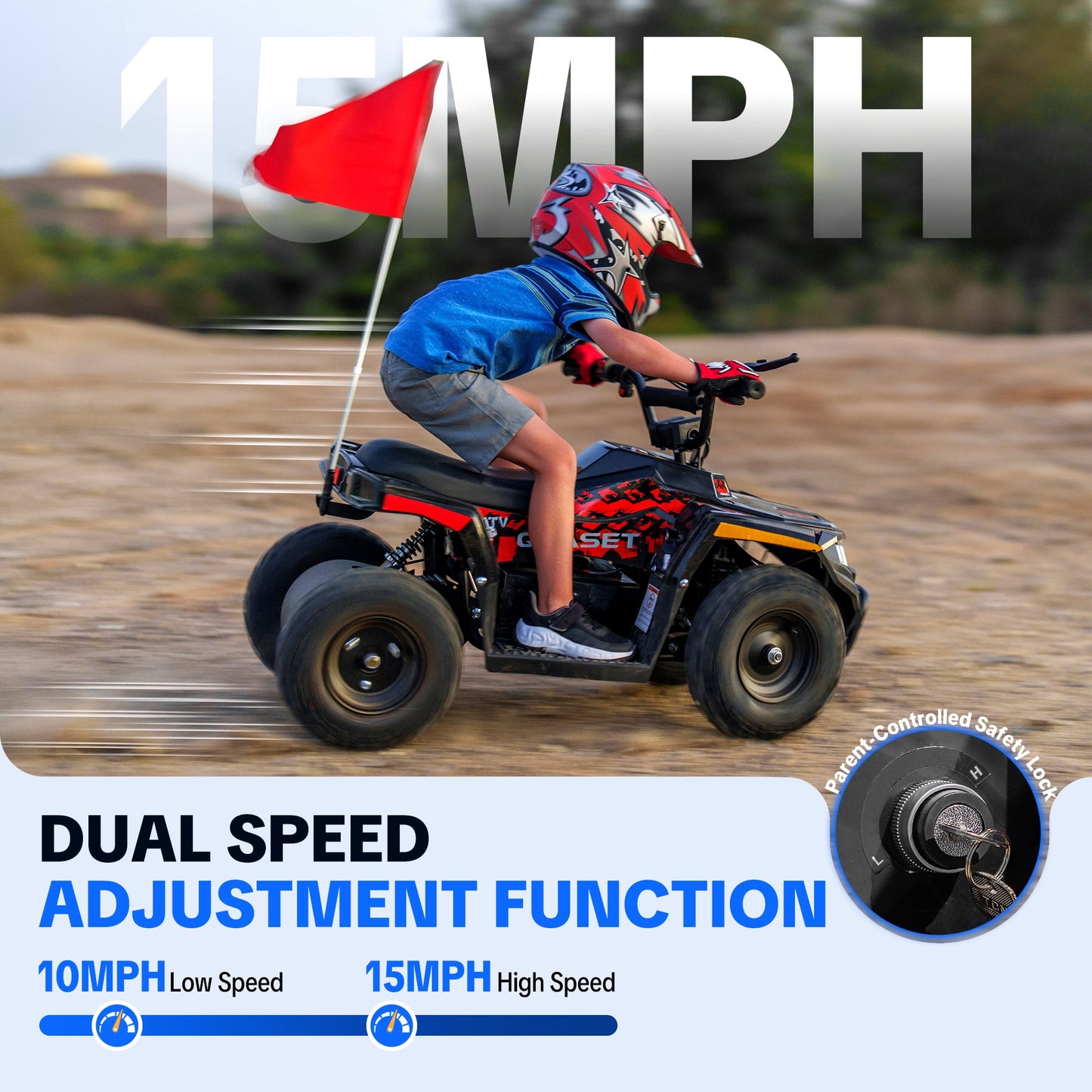 QEASET 36V Battery-Powered Off-Road Ride-On Buggy – Parent-Lock 2-Speed, 10-Mile Range, Grass & Dirt Ready,Red
