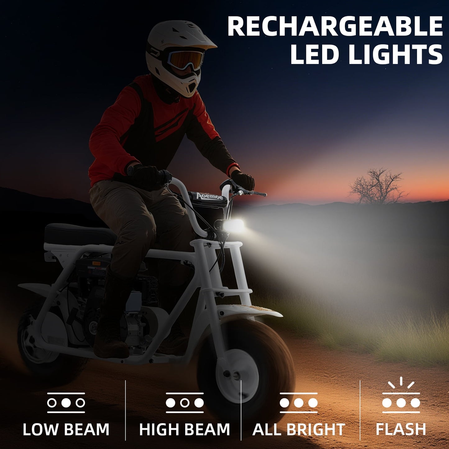 Mini Bike, Gas Dirt Bike, Minibike, Gas Powered Mini Bikes for Adults, 99cc-4 Stroke Pit Bikes with Led, Dirtbike Max Load 200 Lbs, Speed 34.5 KM/H, Perfect Gift