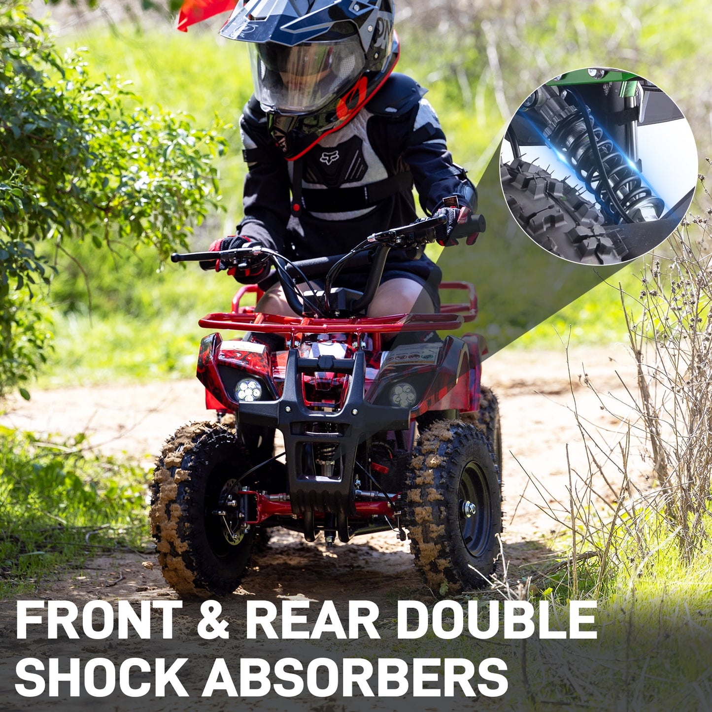 Aoemoe 500W 36V Battery-Powered Ride-On Off-Road 4-Wheeler – 15 Mile Range, Flame