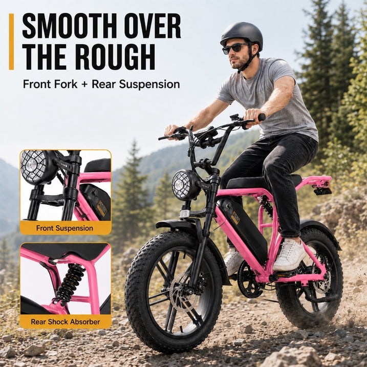 750W Motor Ebike for Adult, Pescroa Electric Bike for Adult, 28MPH, Adult Electric Bicycles with 130Miles Range APP Control, 2Pack 48V 15Ah Removable Battery Electric Bike with 500LBS Max Weight