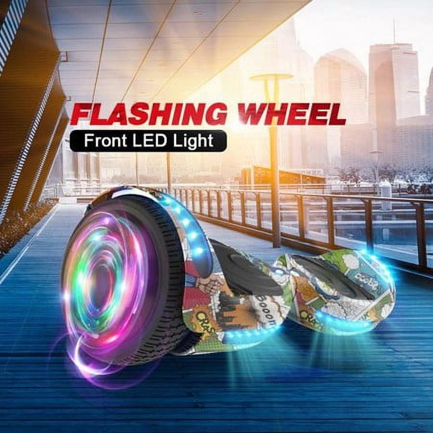 Hoverstar Flash Wheel Hoverboard 6.5 In., Bluetooth Speaker with LED Light, Self Balancing Wheel, Electric Scooter, Super Hero