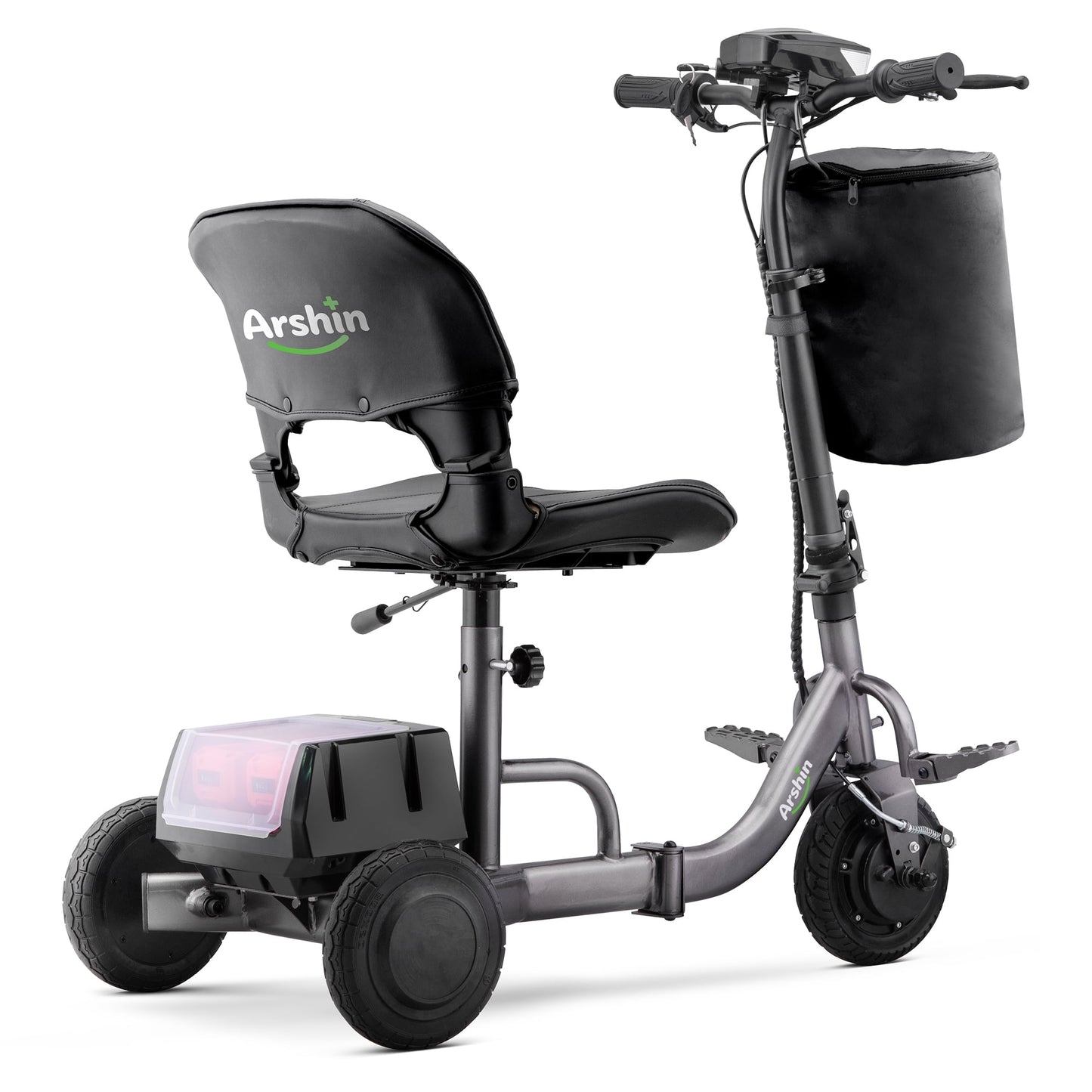 Upgrade Mobility Scooter Lightweight Foldable,All Terrain Mobility Scooters for Seniors & Adults,Arshin 300lbs Mobility Aids for Elderly,2 Batteries,Variable Speed(Gunmetal)