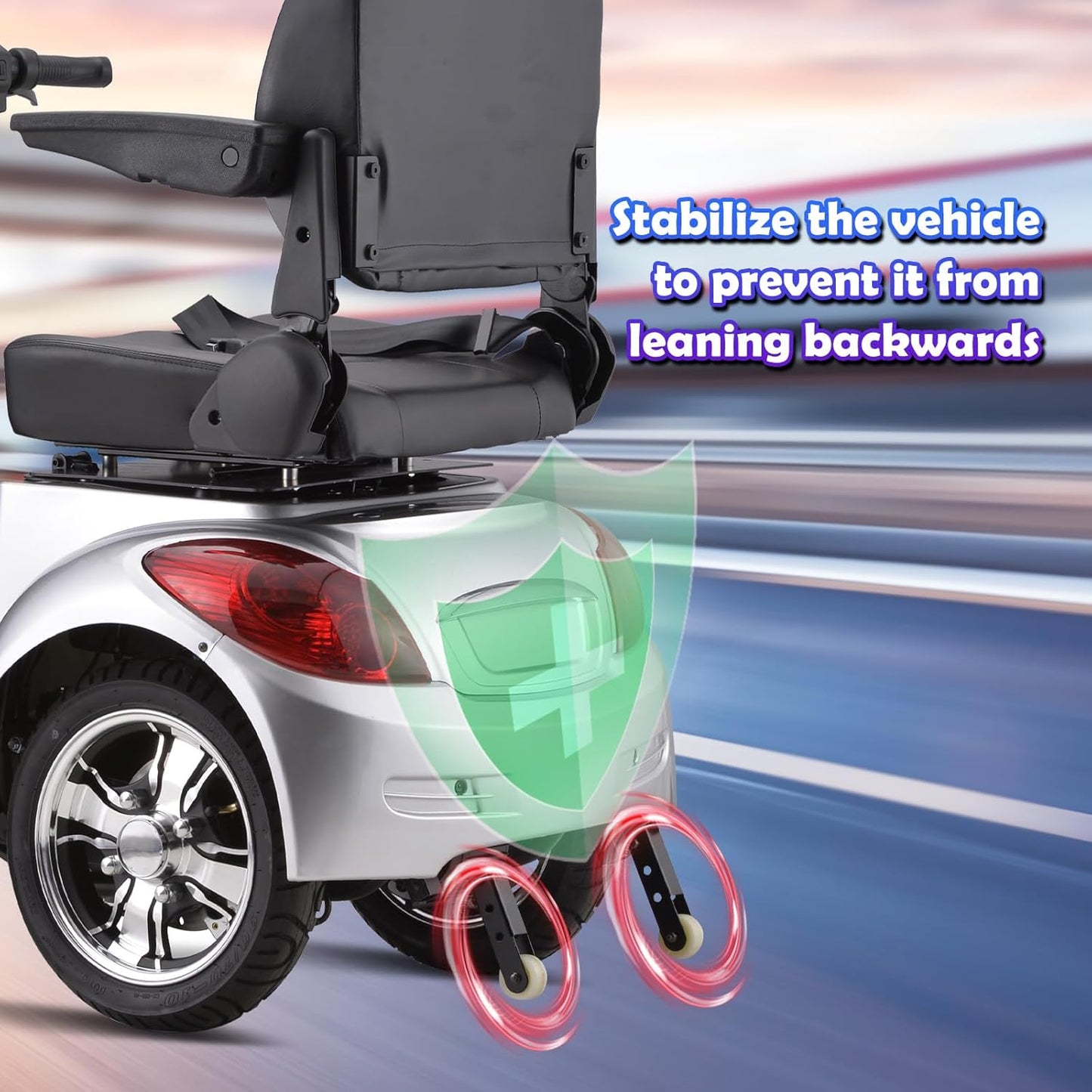 Super Large Electric 3 Wheel Mobility Scooters, Heavy Duty 800W Wheelchair Device, 500 LBS Capacity for Seniors & Adults, Speed Adjust, Remote Key, Receive Ready to Ride.（Sliver）