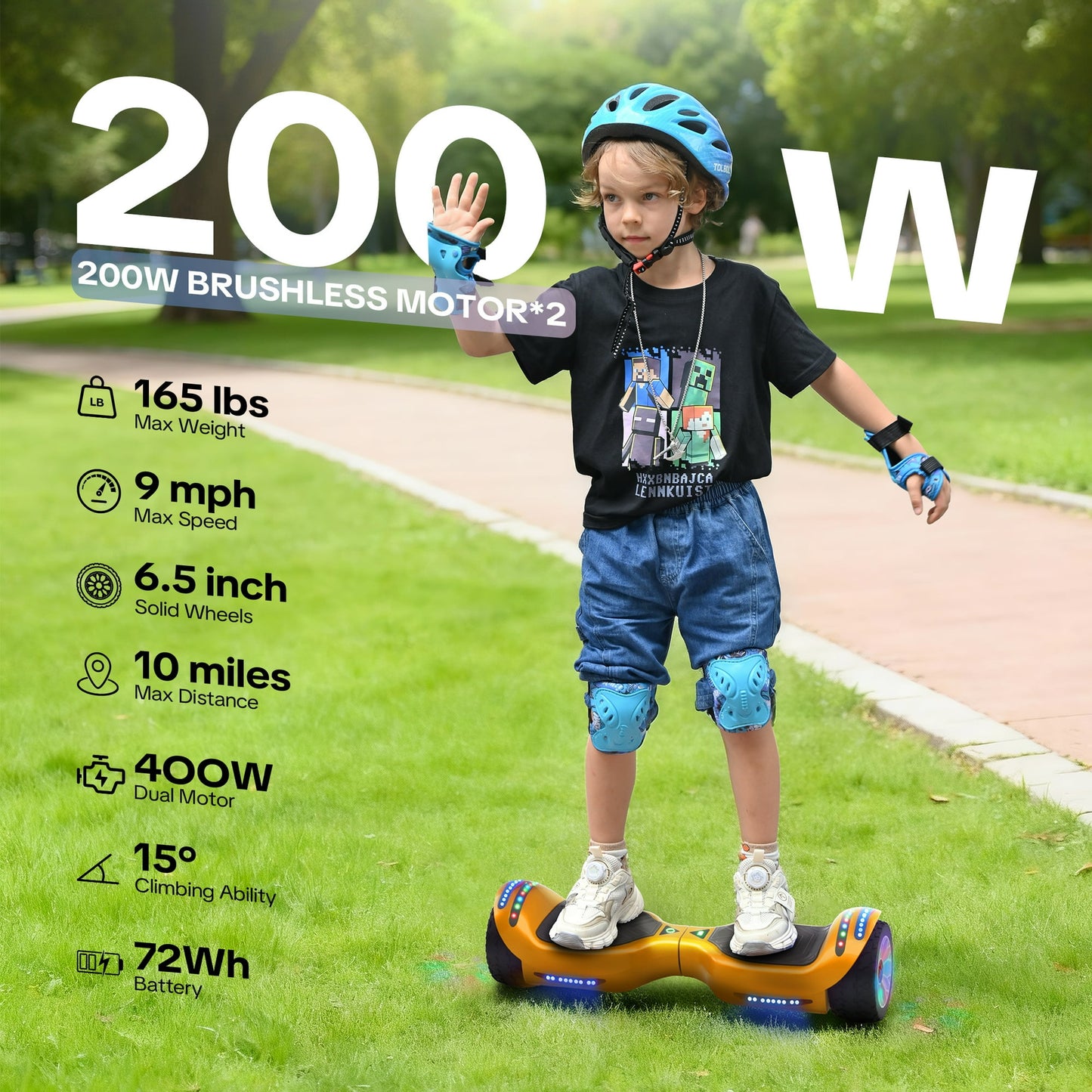 MOSTA All Terrain Self-Balance Scoote ,Electric Scooter Board for Kids & Adults with Bluetooth and Led Lights,6.5 inch,165 lbs capacity Perfect Gift