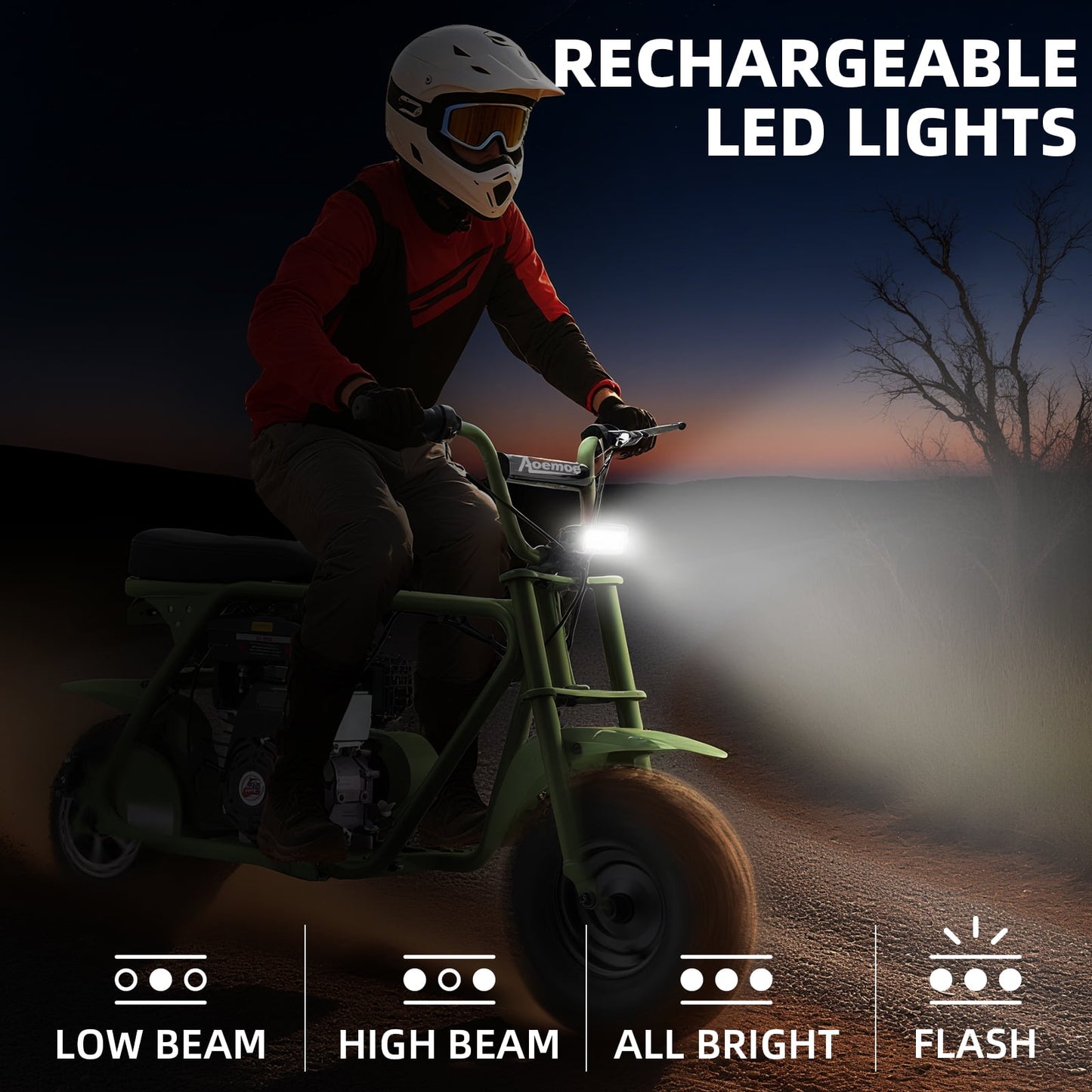 Mini Bike, Gas Dirt Bike, Minibike, Gas Powered Mini Bikes for Adults, 99cc-4 Stroke Pit Bikes with Led, Dirtbike Max Load 200 Lbs, Speed 34.5 KM/H, Perfect Gift