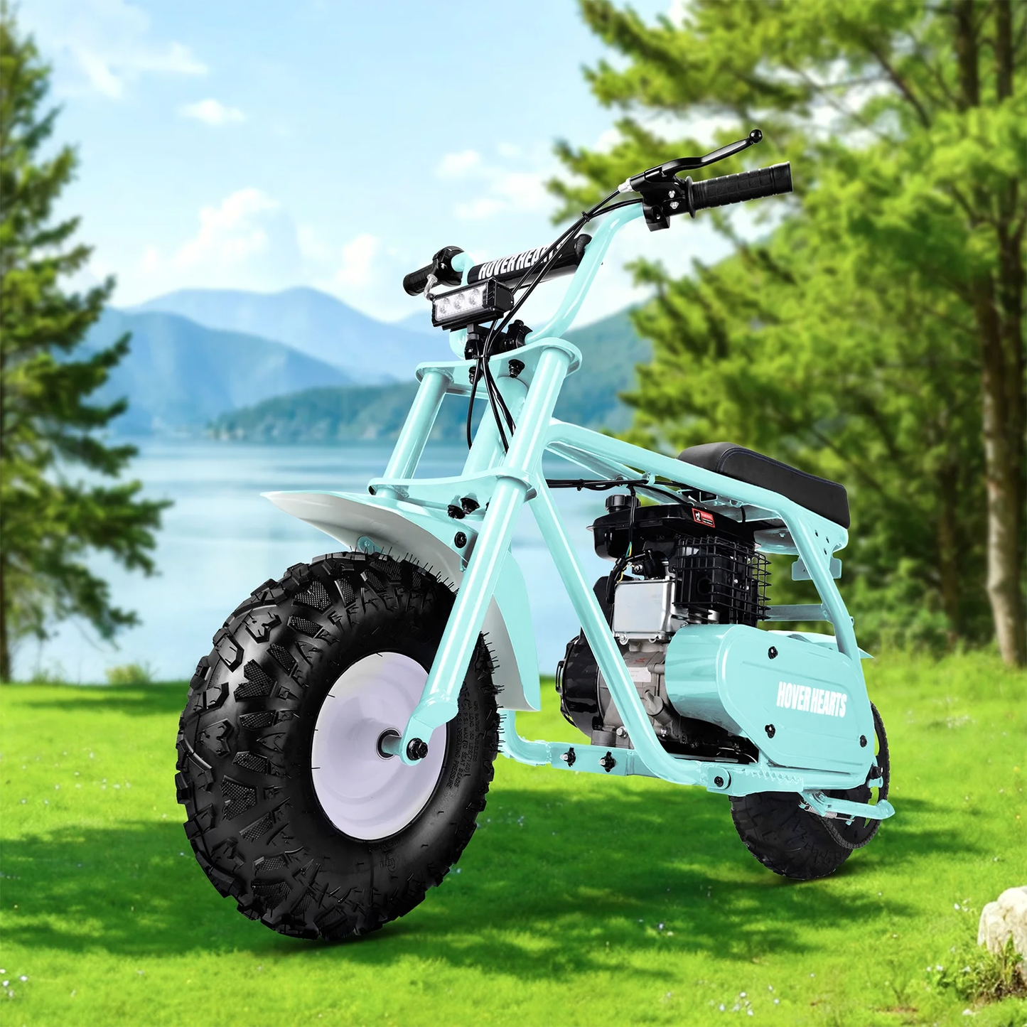 Aoemoe 99CC MB001 Gasoline Mini Dirt Bike,4-Stroke 18MPH Off Road Motorcycle, Weight Support Up to 165 LBS - Mint Green