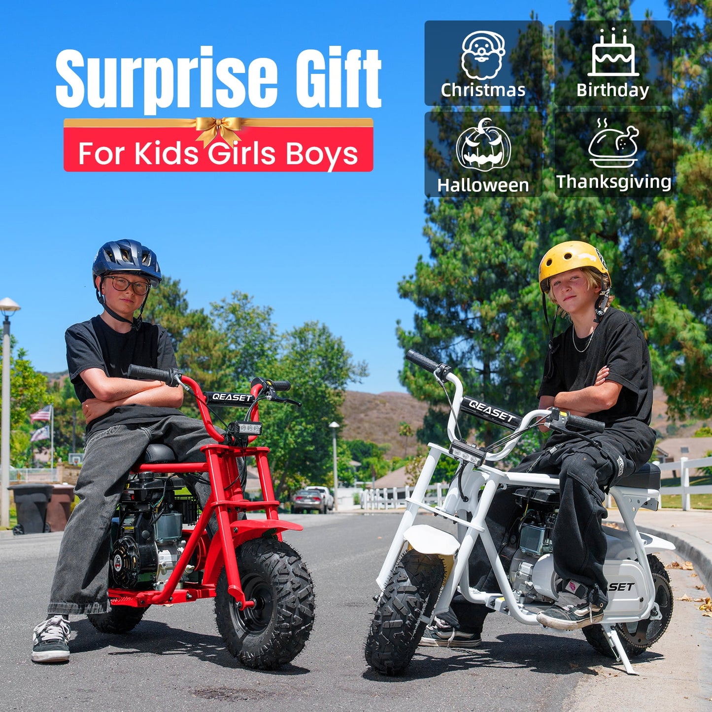 QEASET Mini Dirt Bike – 30 km/h 4-Stroke Off-Road Motorcycle for Teens & Adults,Red