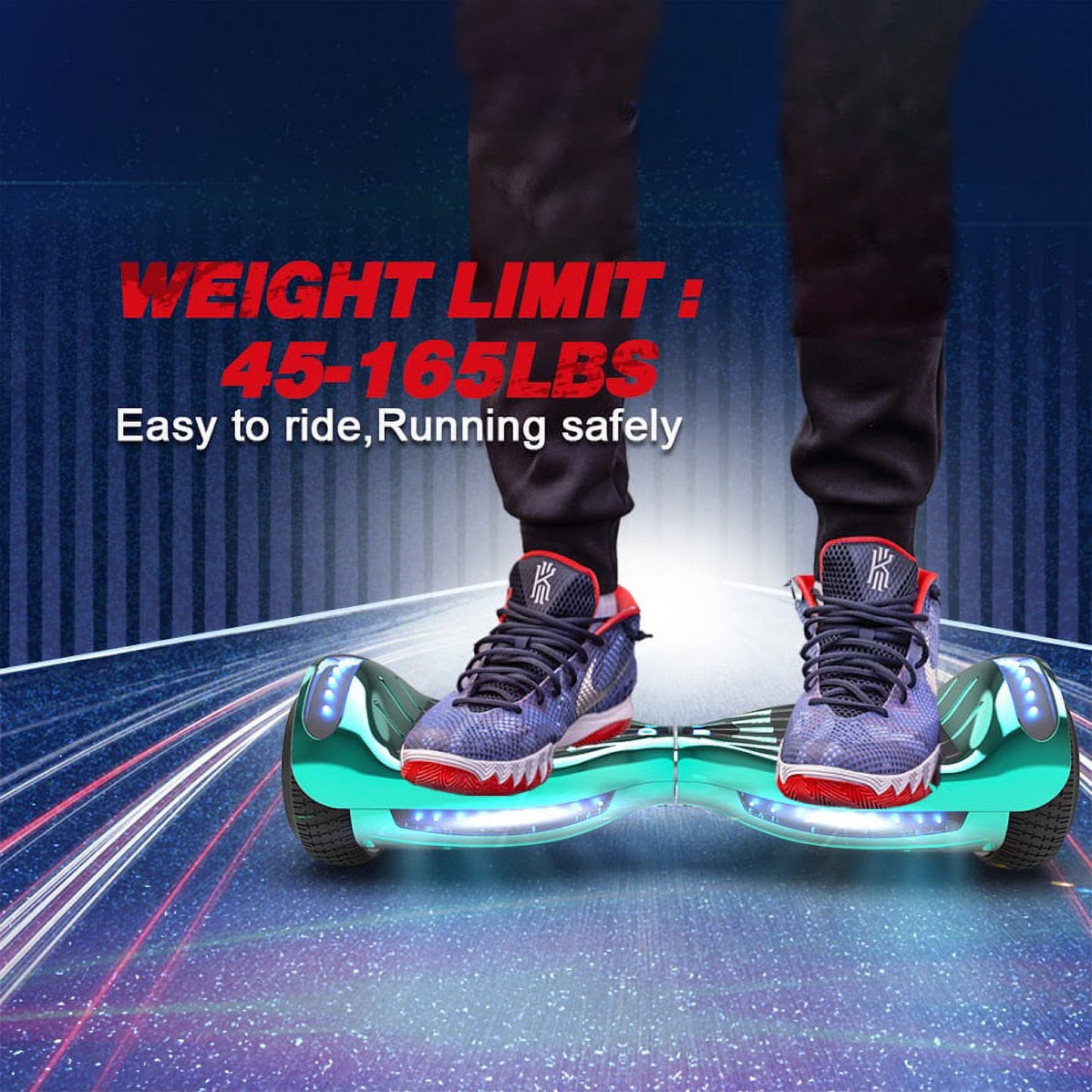 Hoverstar hover board Bluetooth Two-Wheel Self Balancing Electric Scooter 6.5 In. UL 2272 Certified with Bluetooth Speaker and LED Light Chrome Turquoise