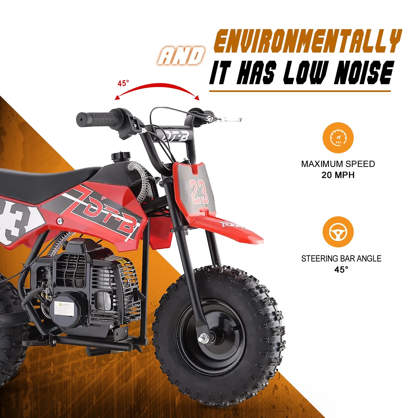 QEASET Mini Off-Road Dirt Bike, 49 CC 2-Stroke Gas Bike with Off-Rode Tire, Suspensions, Disc Brakes, Max Load 160Lbs, Max Speed 18Mph, Red
