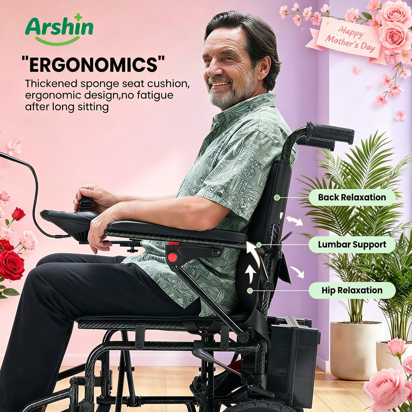 Foldable Electric Wheelchair,20+ Miles,360°Joystick,Gift for Mom on Mother's Day(Black)