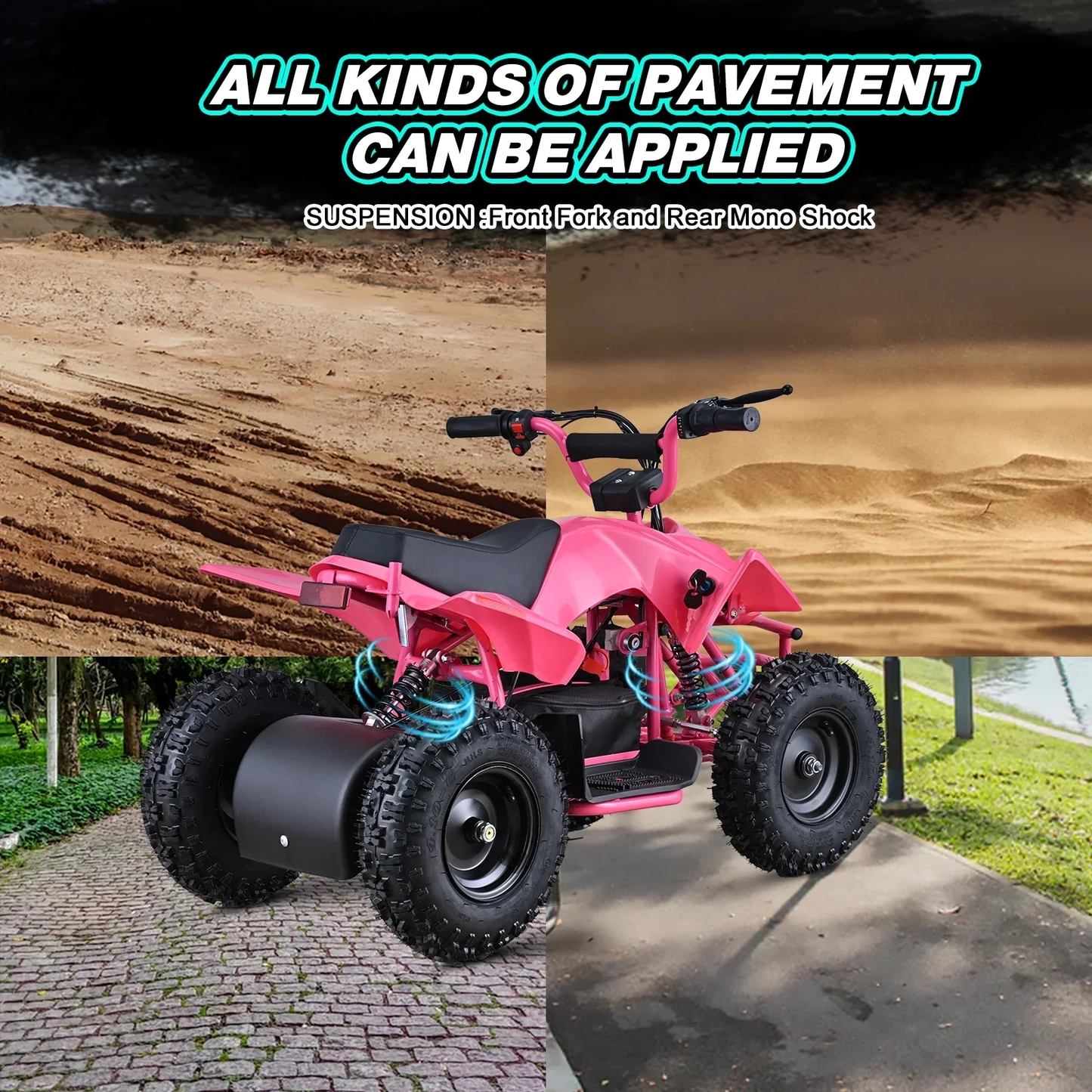 Aoemoe 500W Ride-On Racer – 15mph Speed, 36V Battery, 45–60 Min Play, Pink