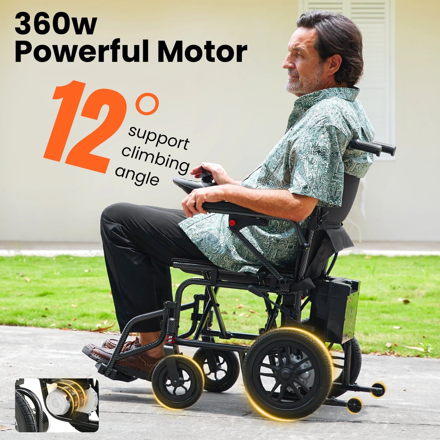 Arshin Electric Wheelchairs for Adults 20+ Miles Range,Silent Electric Wheelchair Lightweight Foldable with 360°Joystick,All Terrain Dual Motors,286+ lbs Capacity(Black)