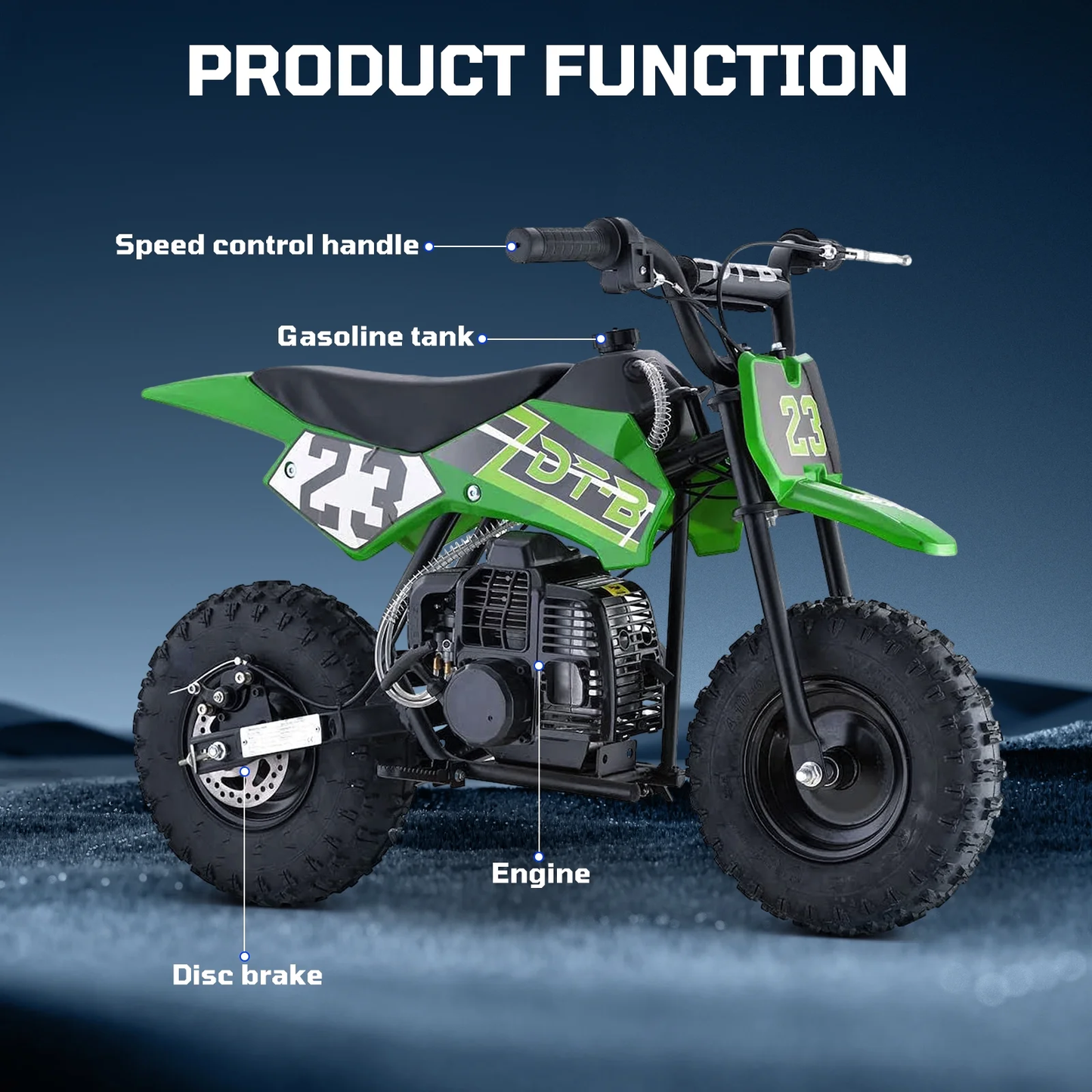 QEASET 49CC Gas Powered Mini Bike, 2-Stroke, up to 20Mph, EPA Approved