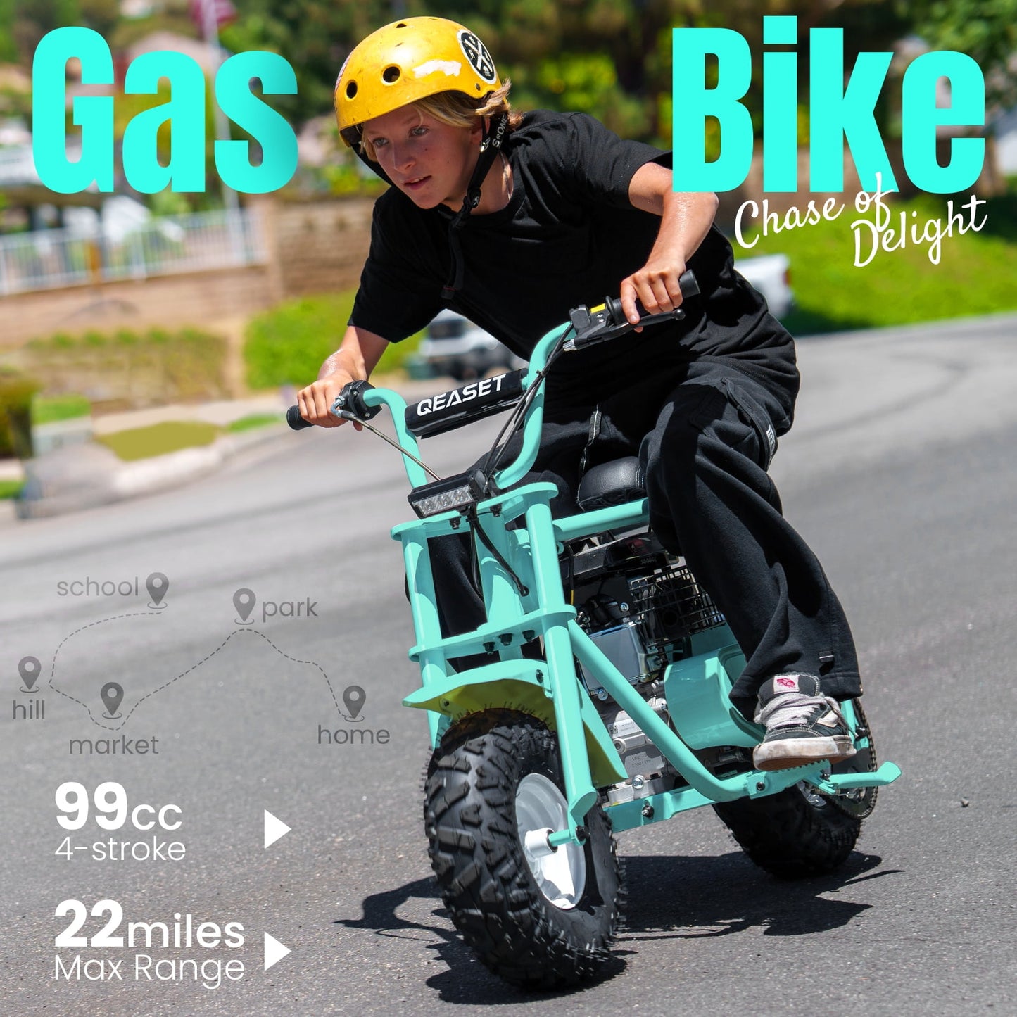 QEASET Mini Dirt Bike – 30 km/h 4-Stroke Off-Road Motorcycle for Teens & Adults,Teal
