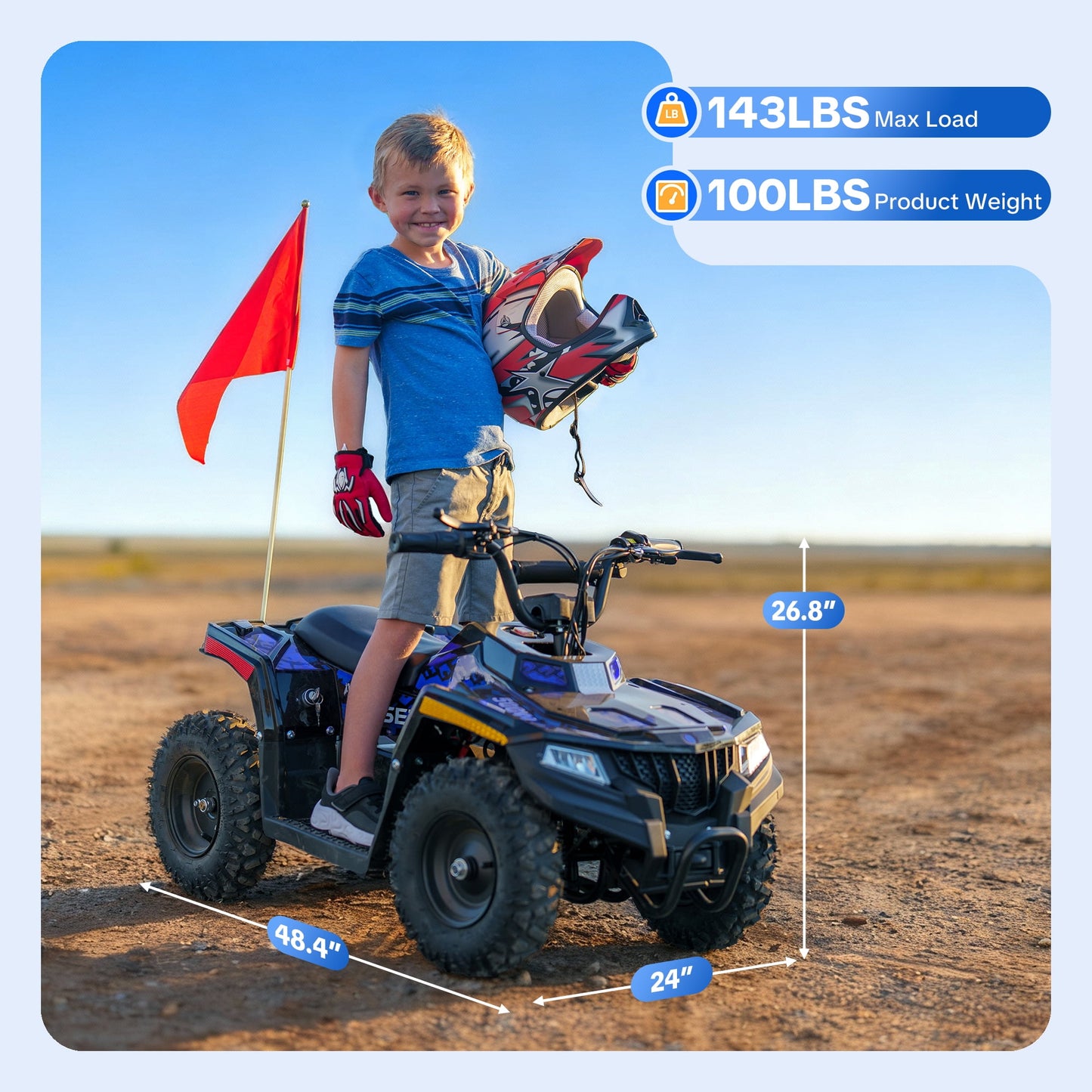 QEASET 36V Battery-Powered Off-Road Ride-On Buggy – Parent-Lock 2-Speed, 10-Mile Range, Grass & Dirt Ready,Blue