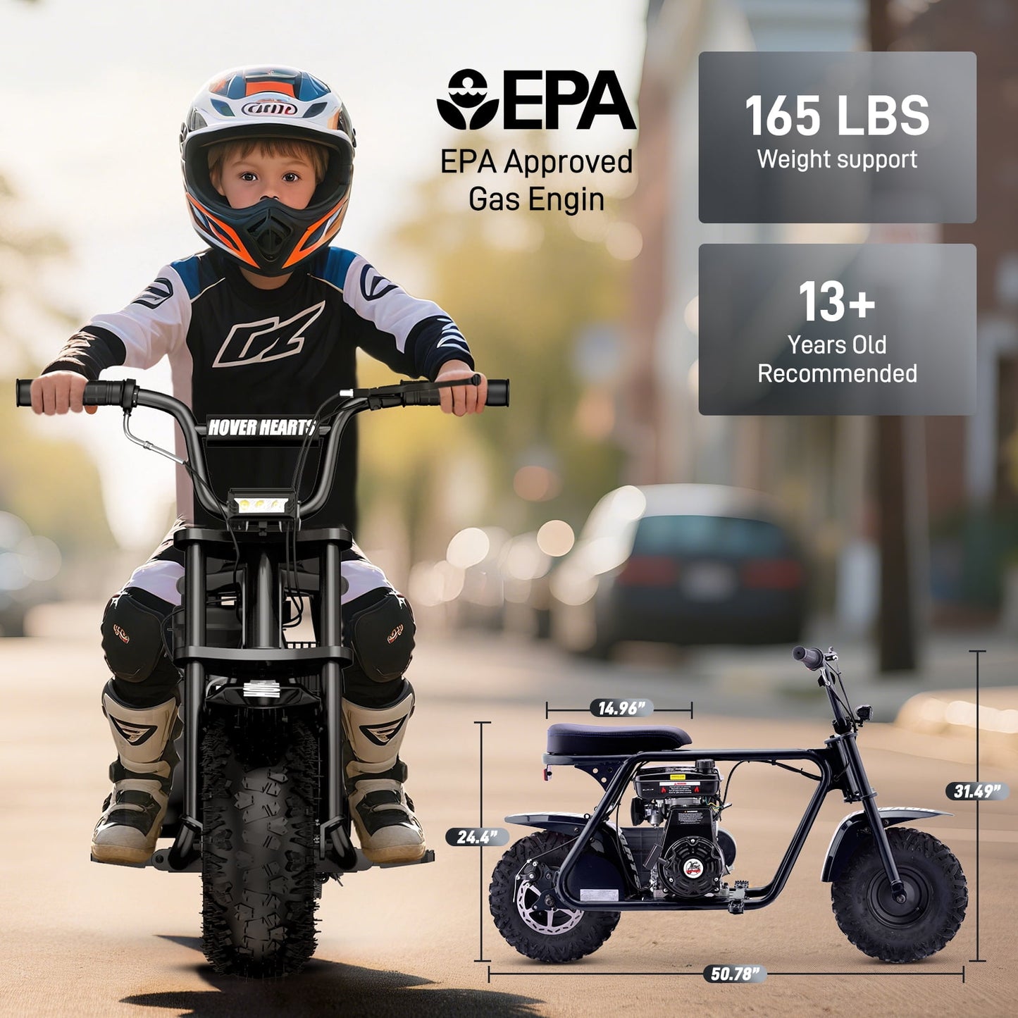 Aoemoe 99CC MB001 Gasoline Mini Dirt Bike,4-Stroke 18MPH Off Road Motorcycle, Weight Support Up to 165 LBS - Black
