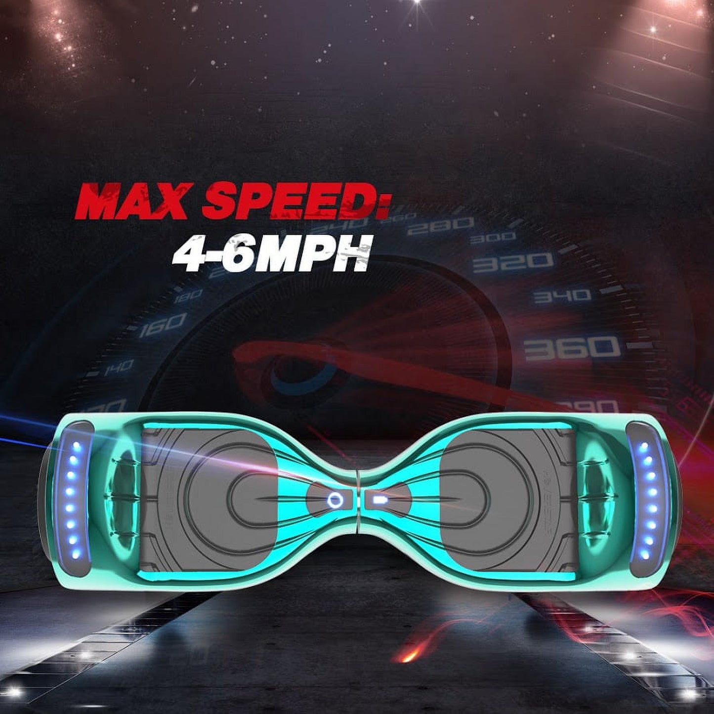 Hoverstar hover board Bluetooth Two-Wheel Self Balancing Electric Scooter 6.5 In. UL 2272 Certified with Bluetooth Speaker and LED Light Chrome Turquoise
