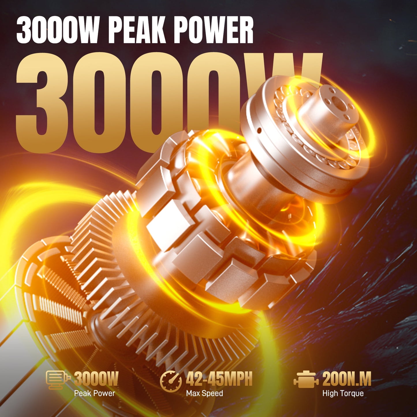 Teen Electric Dirt Bike 48V 3000W (Peak Power) – Trail-Ready Power, 25 mi Range, Gold