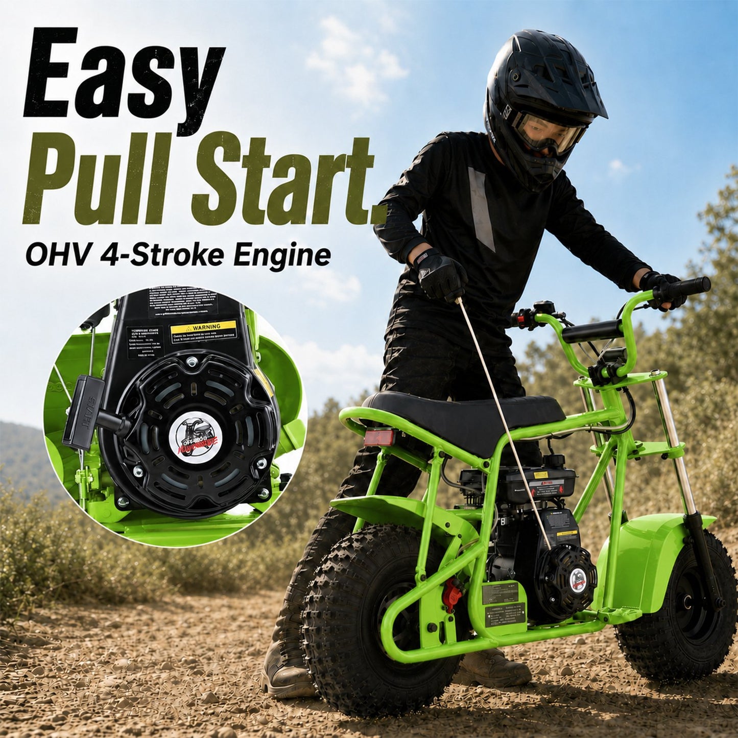 Aoemoe 105CC Dirt Bike, 30 MPH High-Speed Off-Road Motorcycle, Lime Green