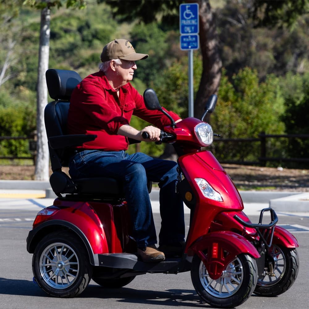 Aoemoe Super Large Electric 4 Wheel Mobility Scooters, Heavy Duty 800W Wheelchair Device, 500 LBS Capacity for Seniors & Adults, Speed Adjust, Remote Key, Receive Ready to Ride.（Red）