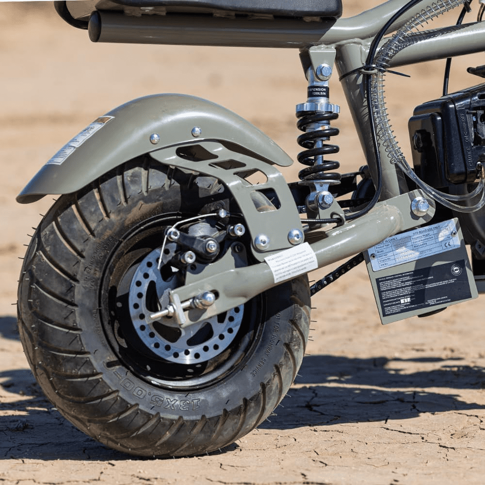 Aoemoe Gas Mini Chopper Bike, DB003 Model 49.4 CC 2-Stroke Dirt Bike with Big Headlight, Rear Shock Absorber, Metal Frame, Disc Brakes, Max Load 165Lbs, Up to 18Mph（Sand）