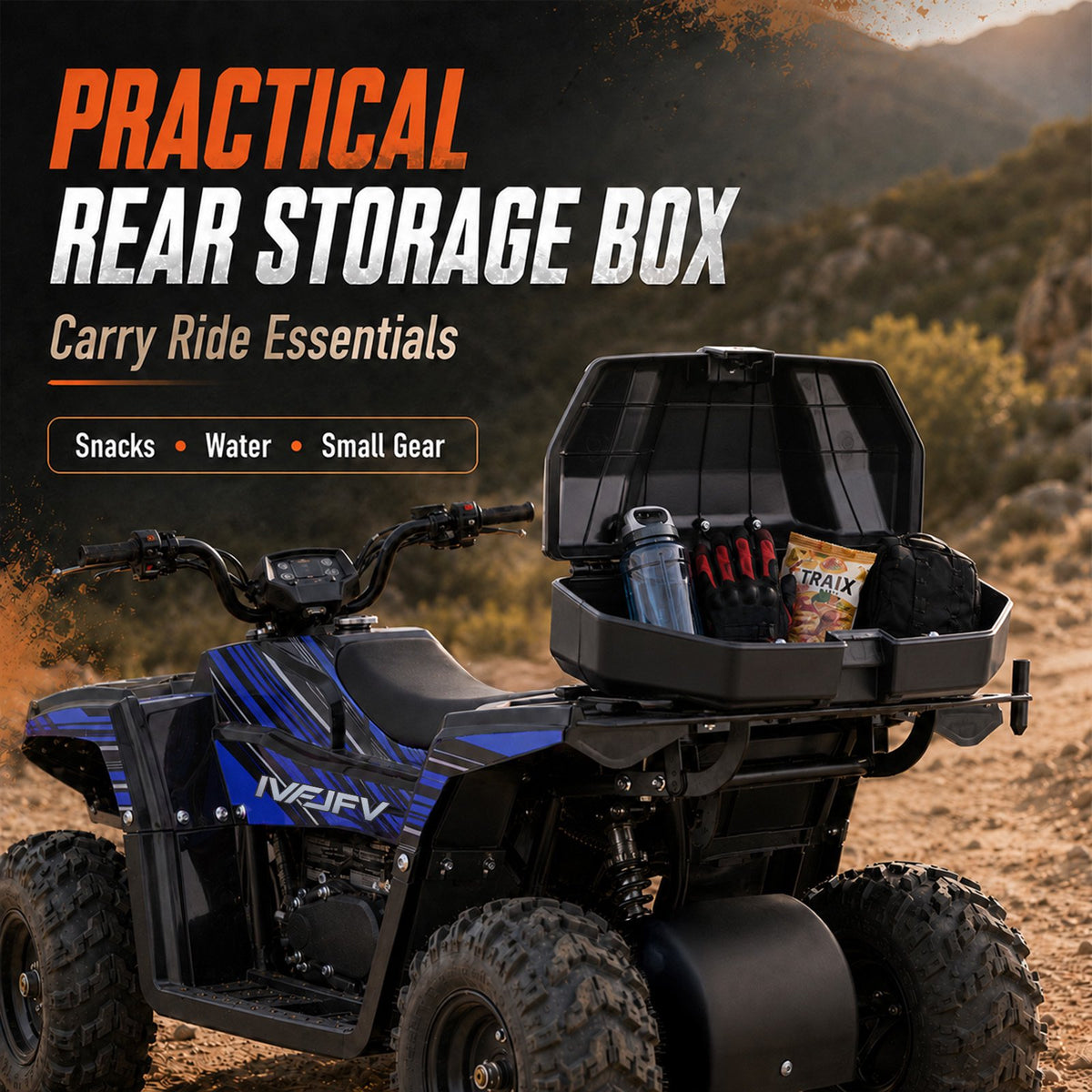 IVFJFV 40cc 4-Stroke 4-Wheeler,Dual-Speed Off-Road Car Gas Four-Wheeler,Gas Powered 4 Wheel with Key Lock & Parent Limited Speed 10-15MPH & Dual Shocks & All-terrain Tire,Chain Drive,Blue