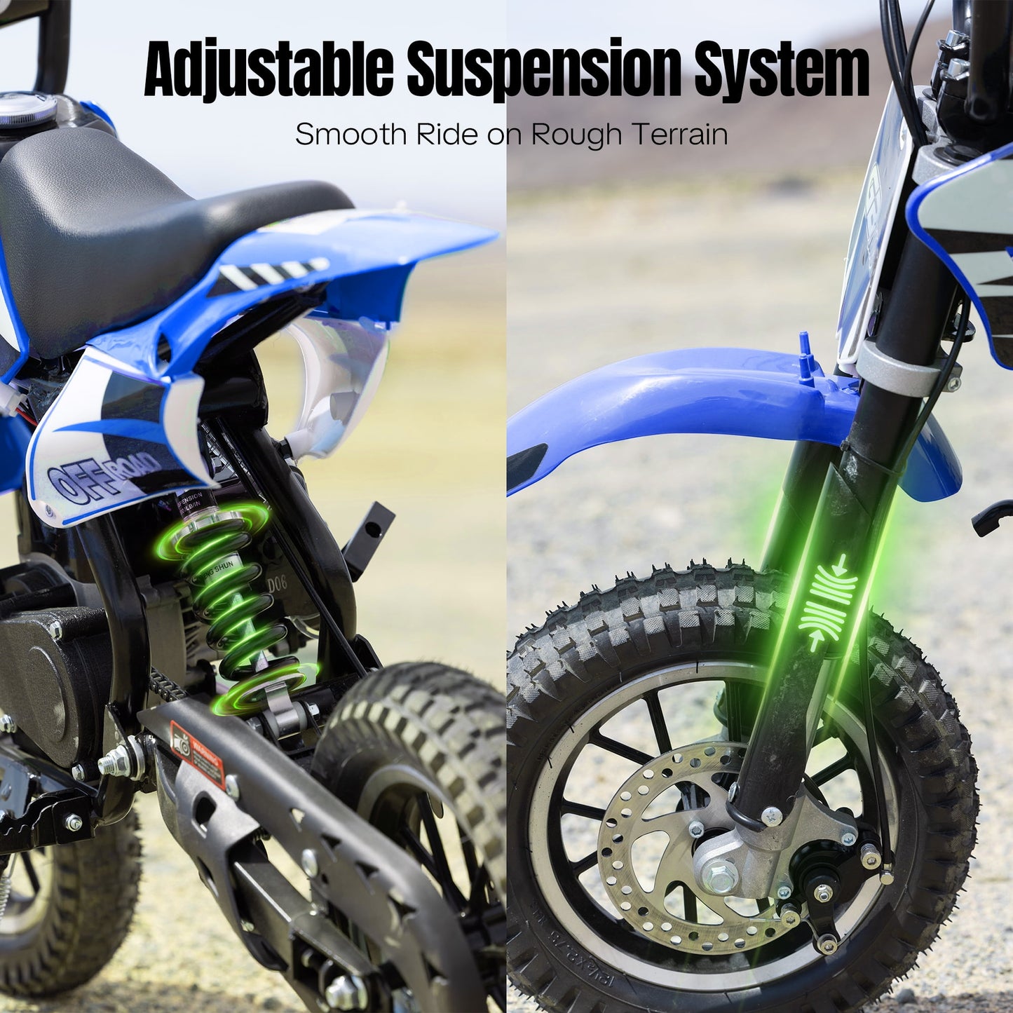 QEASET 39CC 4-Stroke Mini Bike, Up to 20 MPH, Ages 13+, Off-Road Dirt bike, Blue