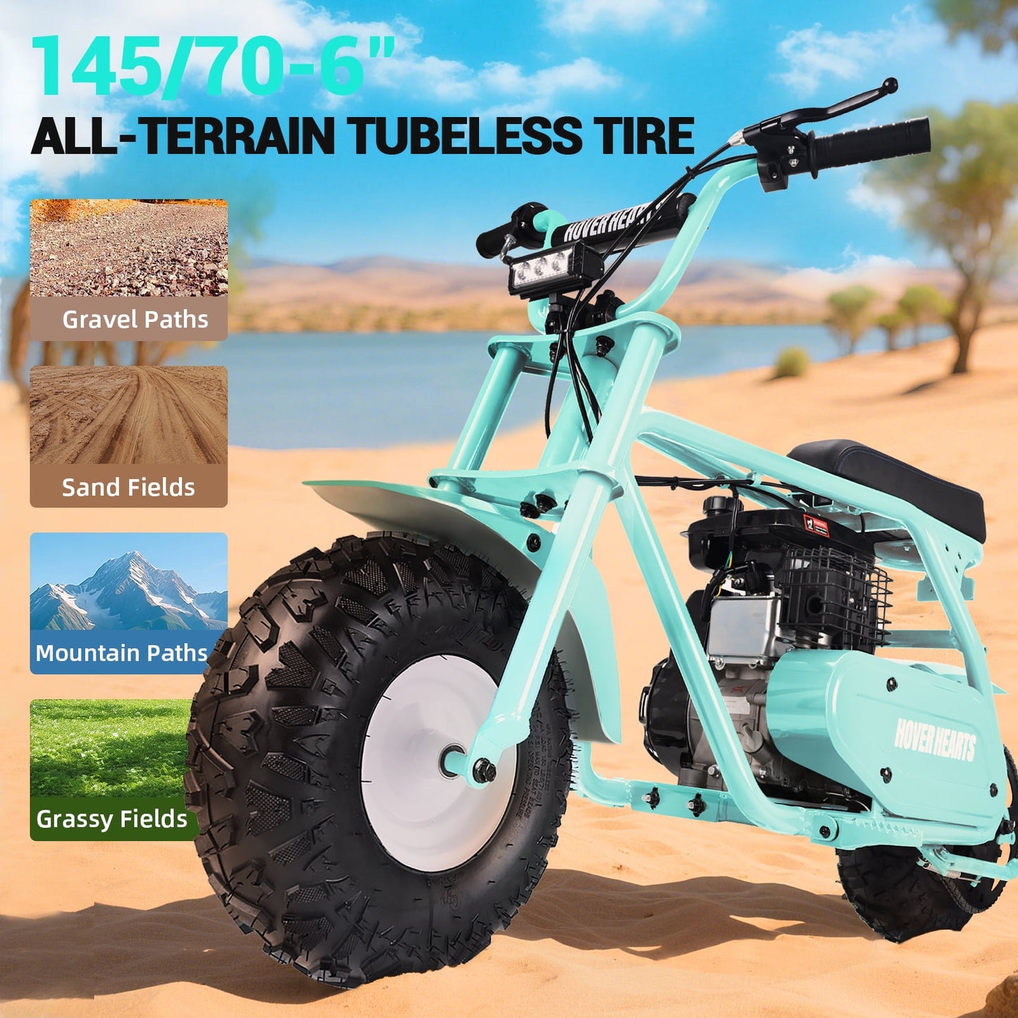 Aoemoe 4-Stroke 99cc Mini Dirt Bike, Teal