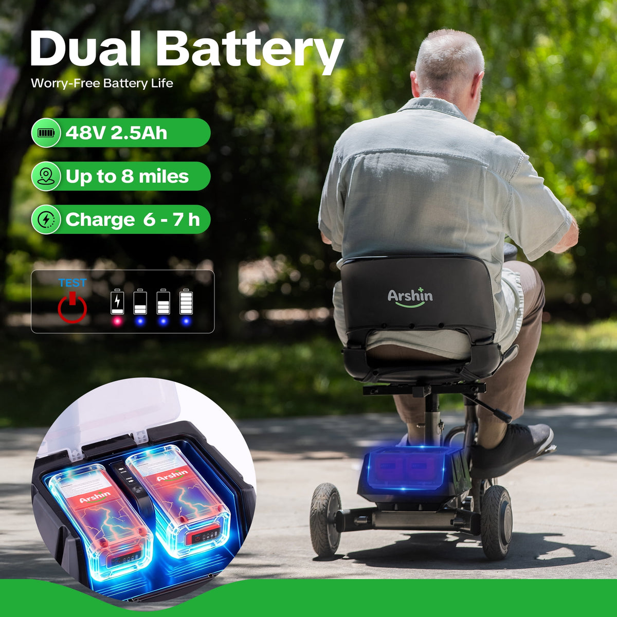 Ostrina Upgrade Mobility Scooter Lightweight Foldable,All Terrain Mobility Scooters for Seniors & Adults,300lbs Electric Wheelchair Strong Device for Travel,2 Batteries,Variable Speed(Gunmetal)