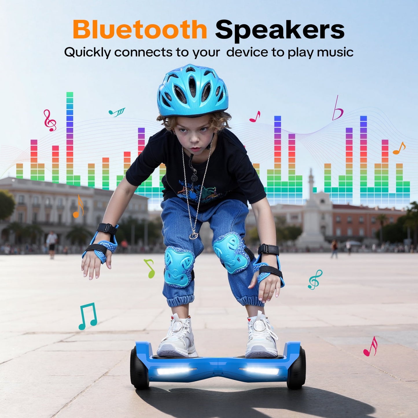MOSTA All Terrain Self-Balance Scoote ,Electric Scooter Board for Kids & Adults with Bluetooth and Led Lights,6.5 inch, 9 Miles Max 165 lbs capacity Perfect Gift