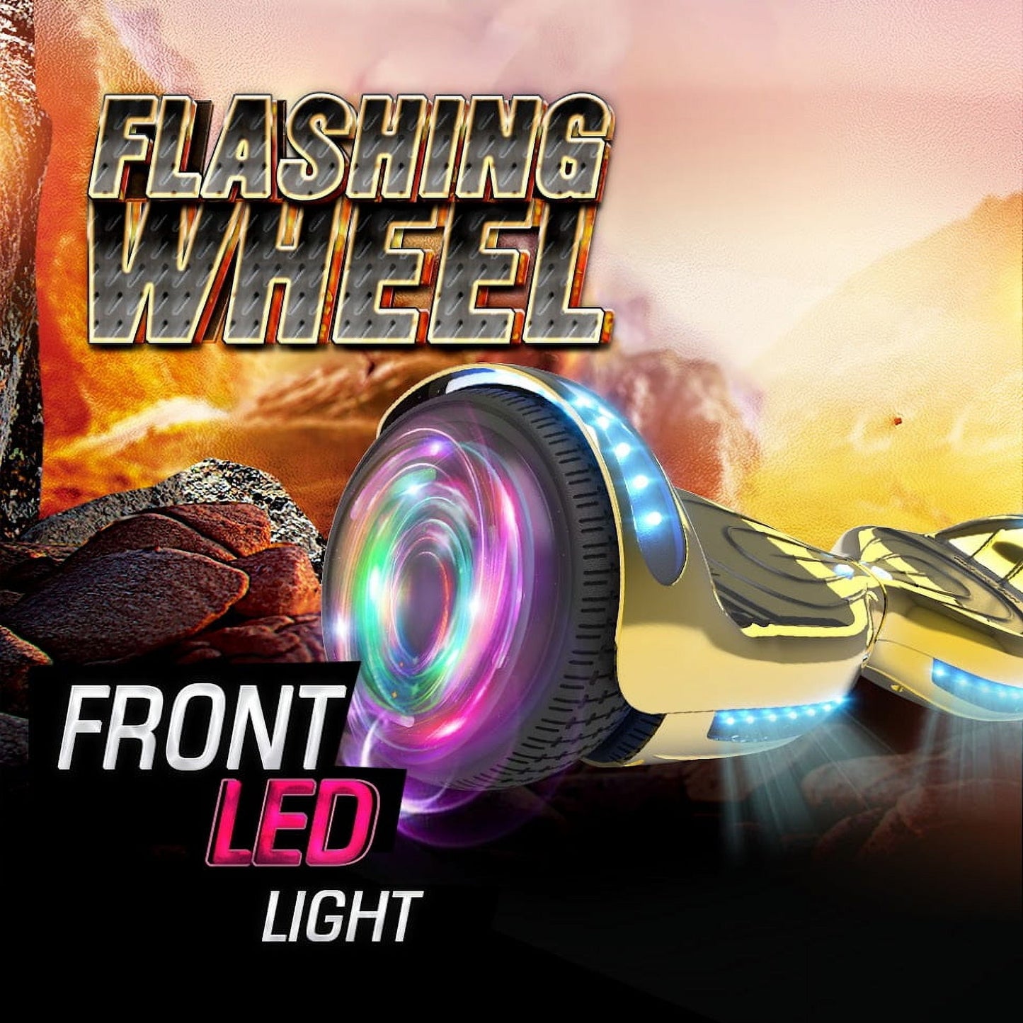 Hoverstar Flash Wheel Hoverboard 6. 5 In. Bluetooth Speaker with LED Light Self Balancing Wheel Electric Scooter, Chrome Gold