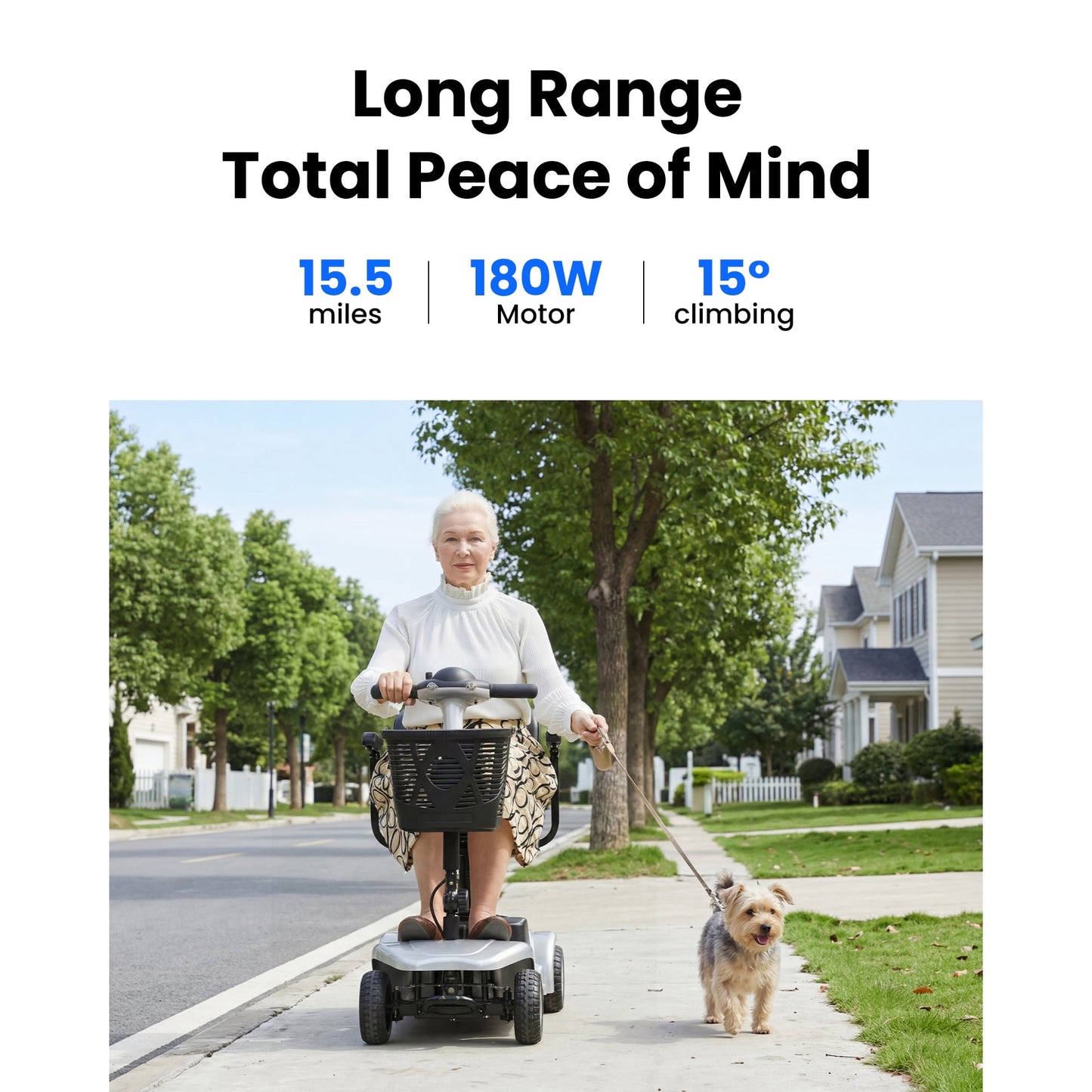 QEASET 4 Wheel Mobility Scooter,Mobility Scooter for Adults, Senior, Electric Powered Chargeable Device for Travel, Gifts for the elderly