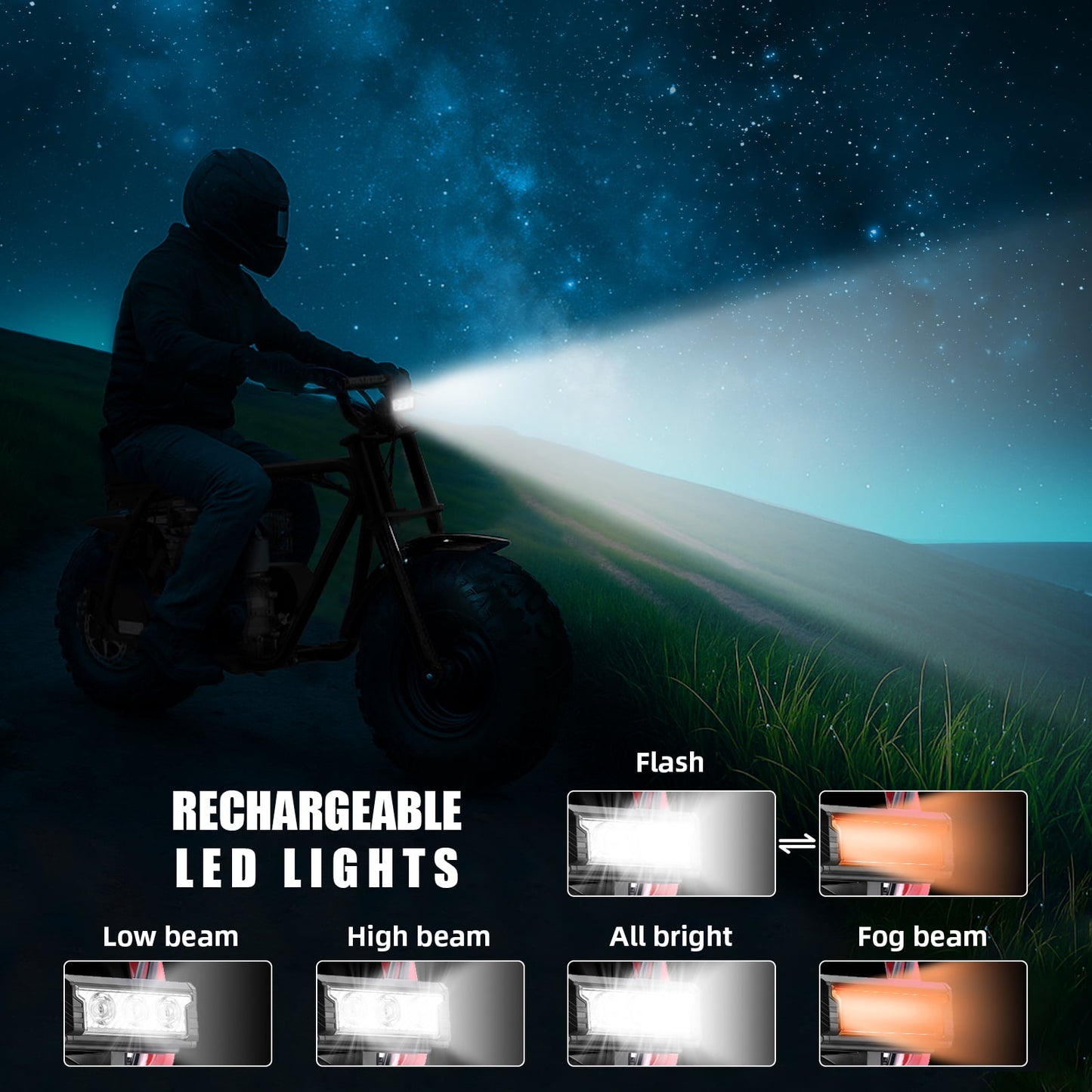 QEASET 99cc Dirt Bike, Gas Powered, 4-Stroke with LED Headlight, 25MPH Minibike Trail Bike, Pull Start, Poucket Bike for Teenager and Adult, Summer Gift