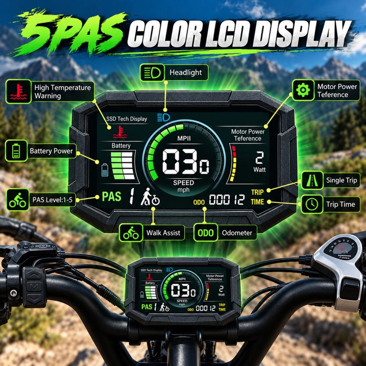 Pescroa Electric Bike for Adults, 750W Motor, 20"x4" Fat Tire, 28MPH Pedal-Assist Mode, E Mountain Bike, 48V/15AH , Tested to UL2849 Standard by SGS
