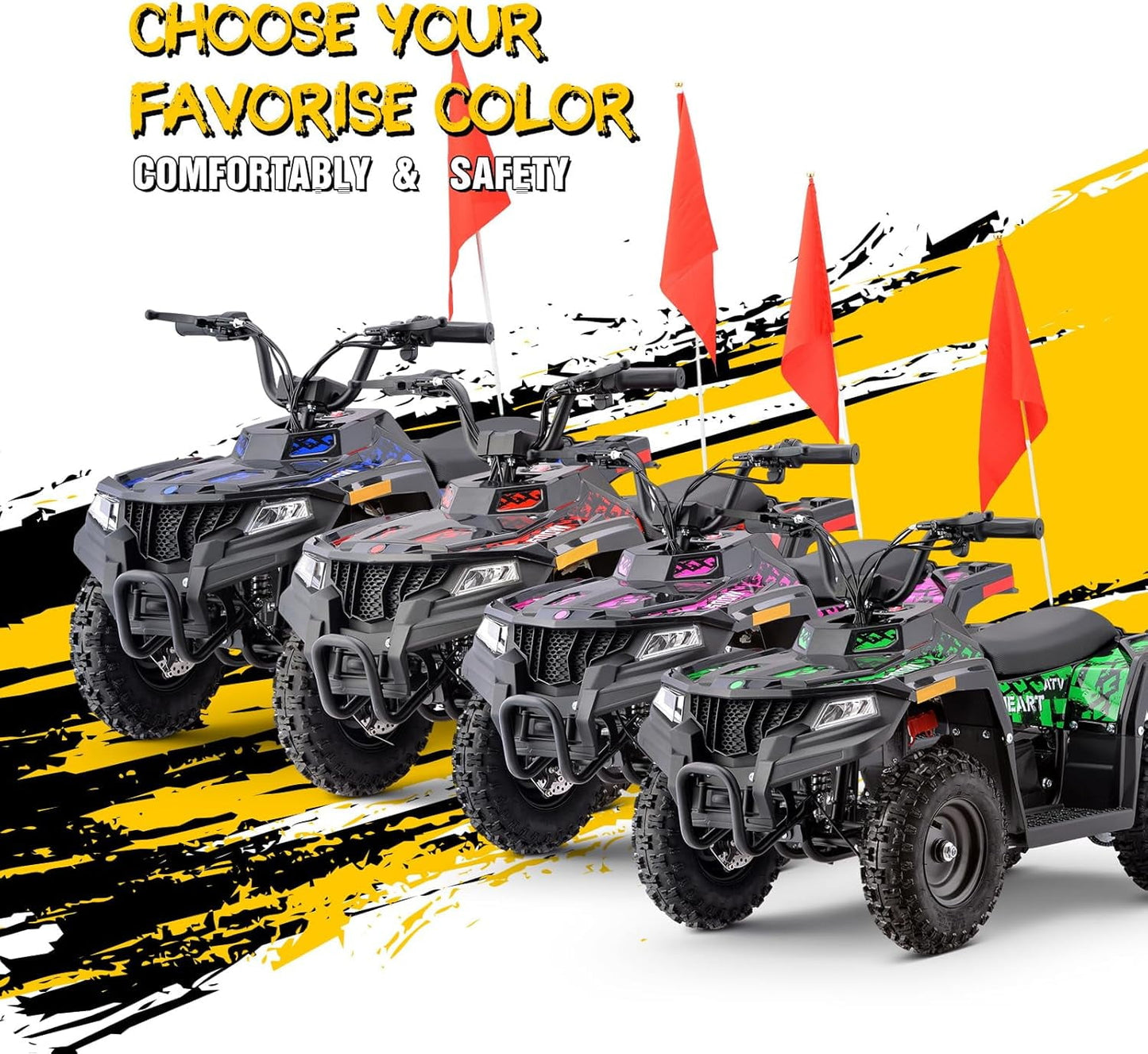 WAWA Electric ATV, 36V Kids Dirt Quad Bike with 500W Powerful Motor for Boys Girls Off-road and Race